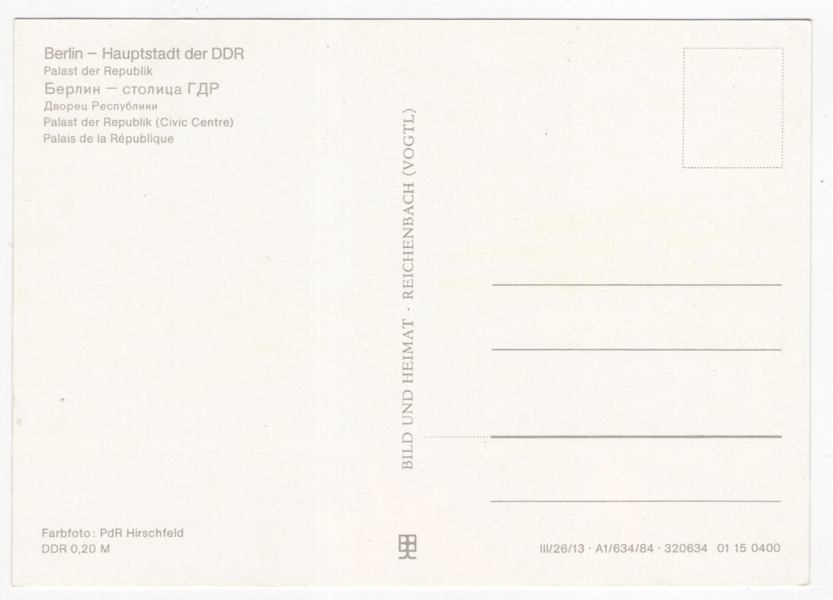 Ak Berlin Palast der Republik DDR Fernsehturm 1984 Ak Berlin Palast der Republik DDR Fernsehturm 1984