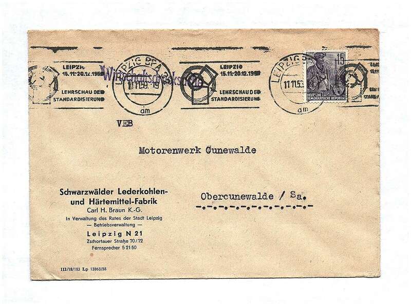 Wirtschaftsdrucksache 1959 Schwarzwälder Lederkohlen Fabrik Leipzig DDR