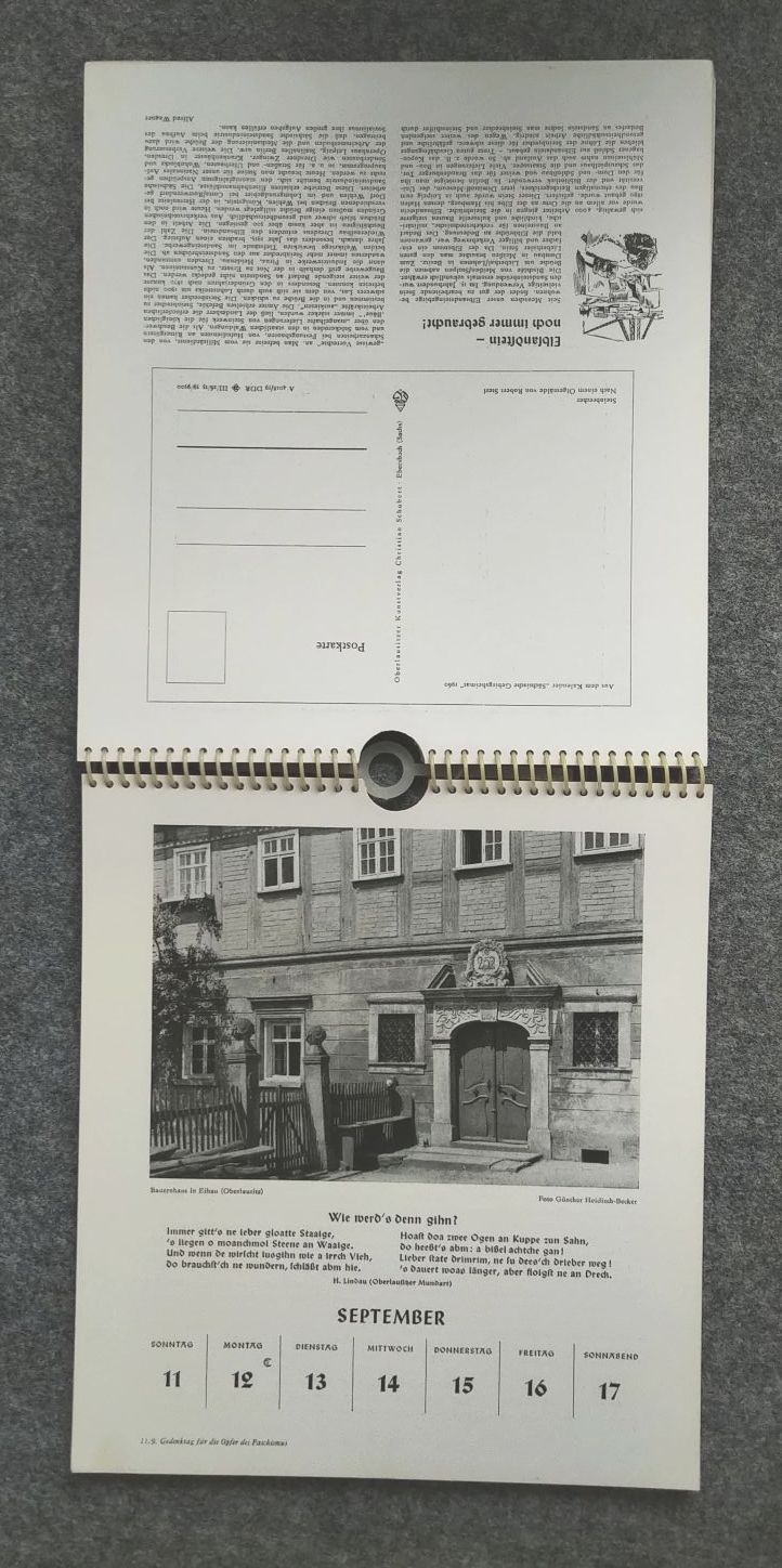 Kalender 1960 Sächsische Gebirgsheimat nach Pinselzeichnung K W Schmidt Kalender 1960 Sächsische Gebirgsheimat nach Pinselzeichnung K W Schmidt