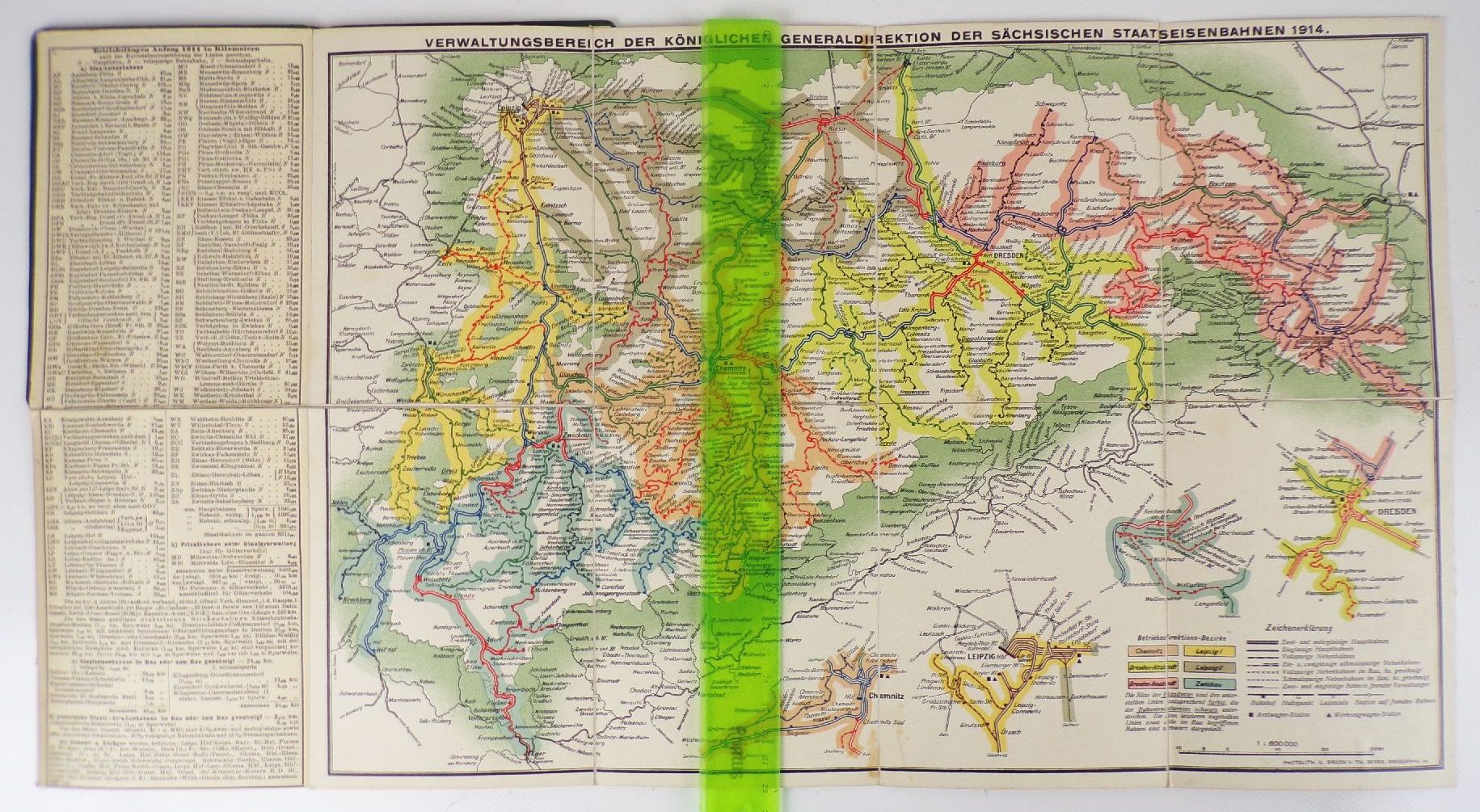 Karte königliche sächsische Staatseisenbahn 1914 Eisenbahn