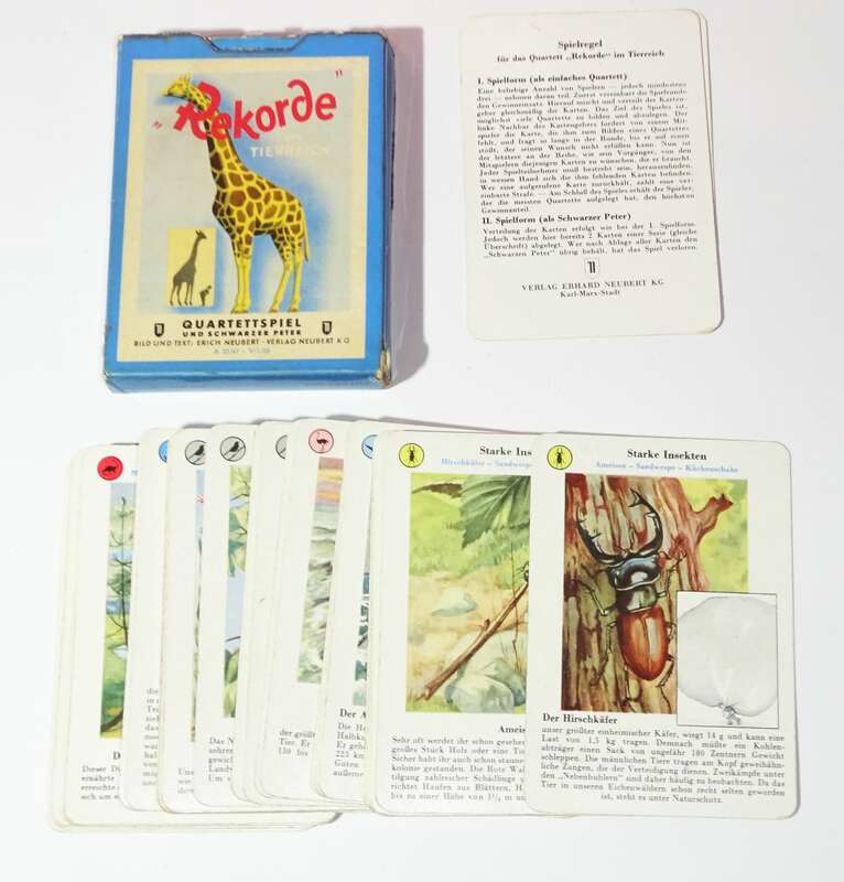 DDR Kartenspiel Rekorde im Tierreich Quartettspiel 1961 