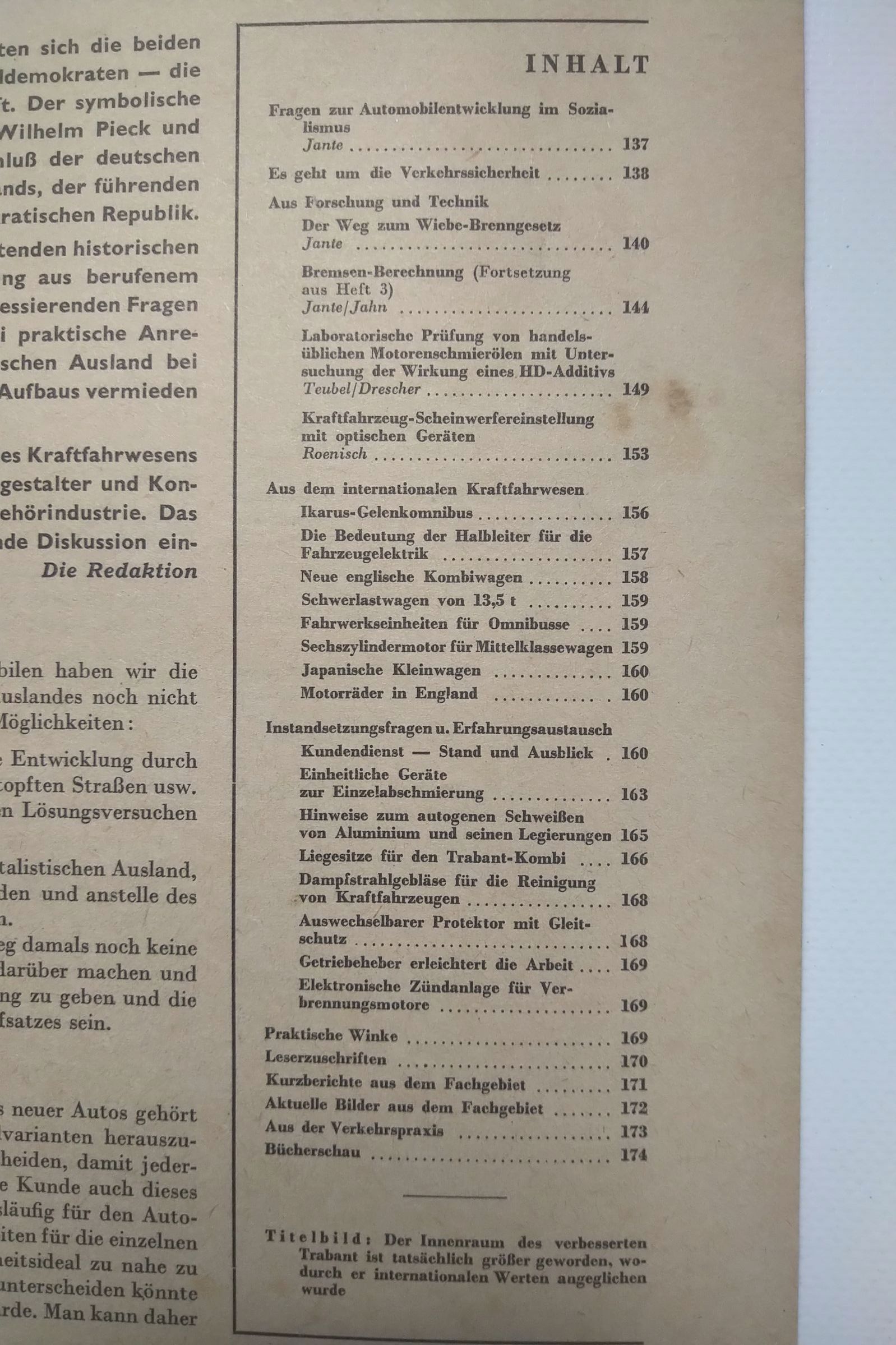 Kraftfahrzeugtechnik Zeitschrift DDR Nr 4 Größerer Trabant 1961 Kraftfahrzeugtechnik Zeitschrift DDR Nr 4 Größerer Trabant 1961