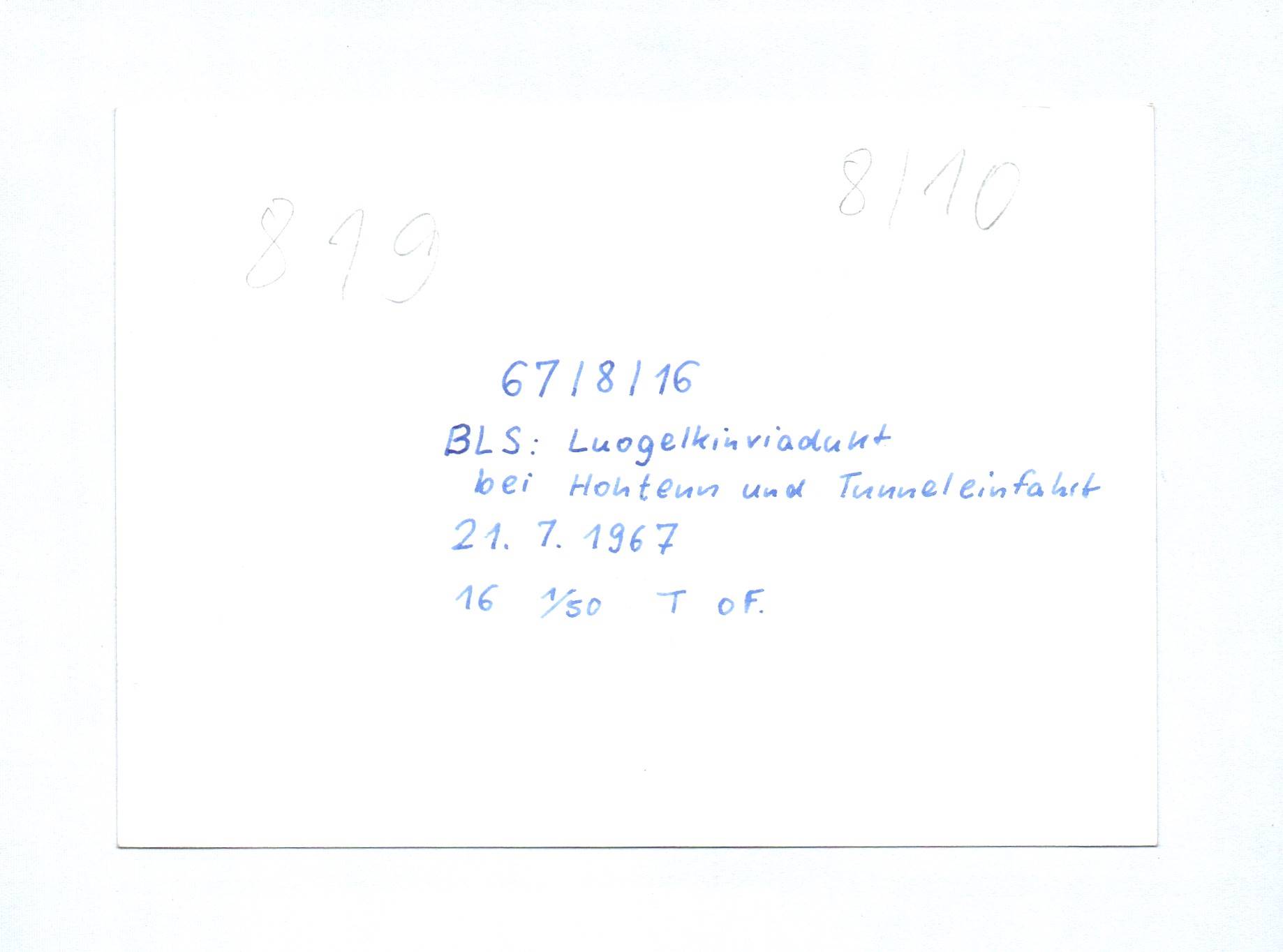 Foto Luogelkinviadukt bei Hohtenn Tunneleinfahrt 1967