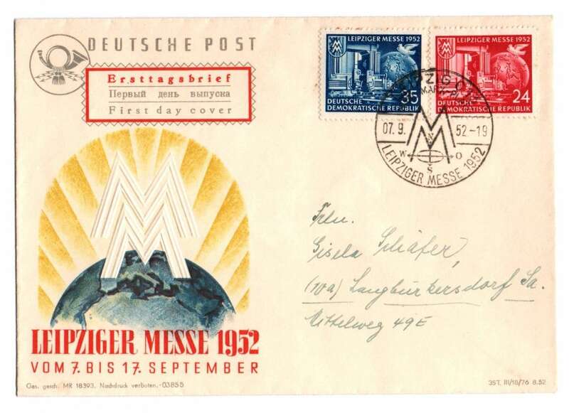 Leipziger Messe 1952 FDC Ersttagsbrief DDR 