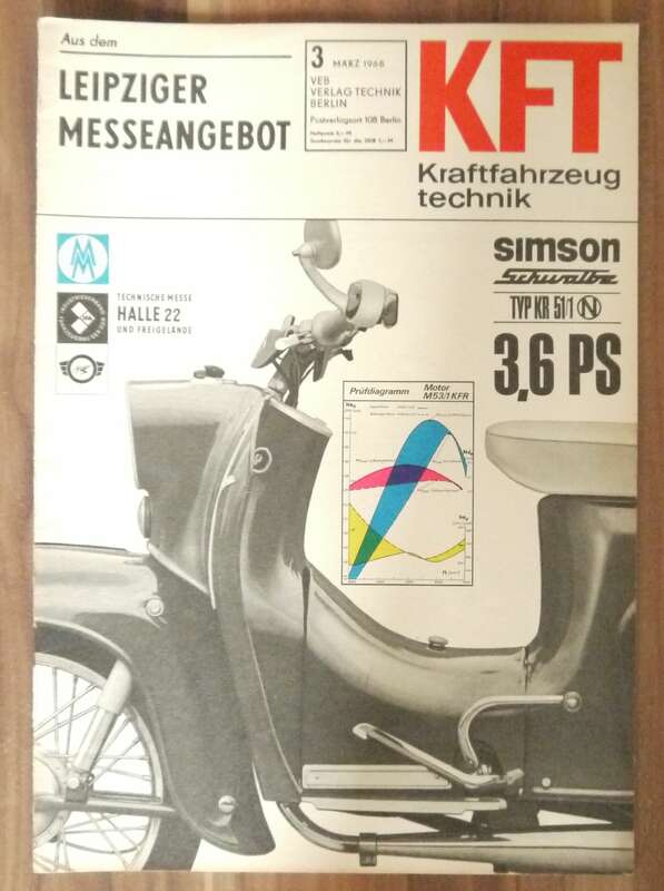 KFT Kraftfahrzeugtechnik Zeitschrift März 1968 Simson Schwalbe KR 51 1