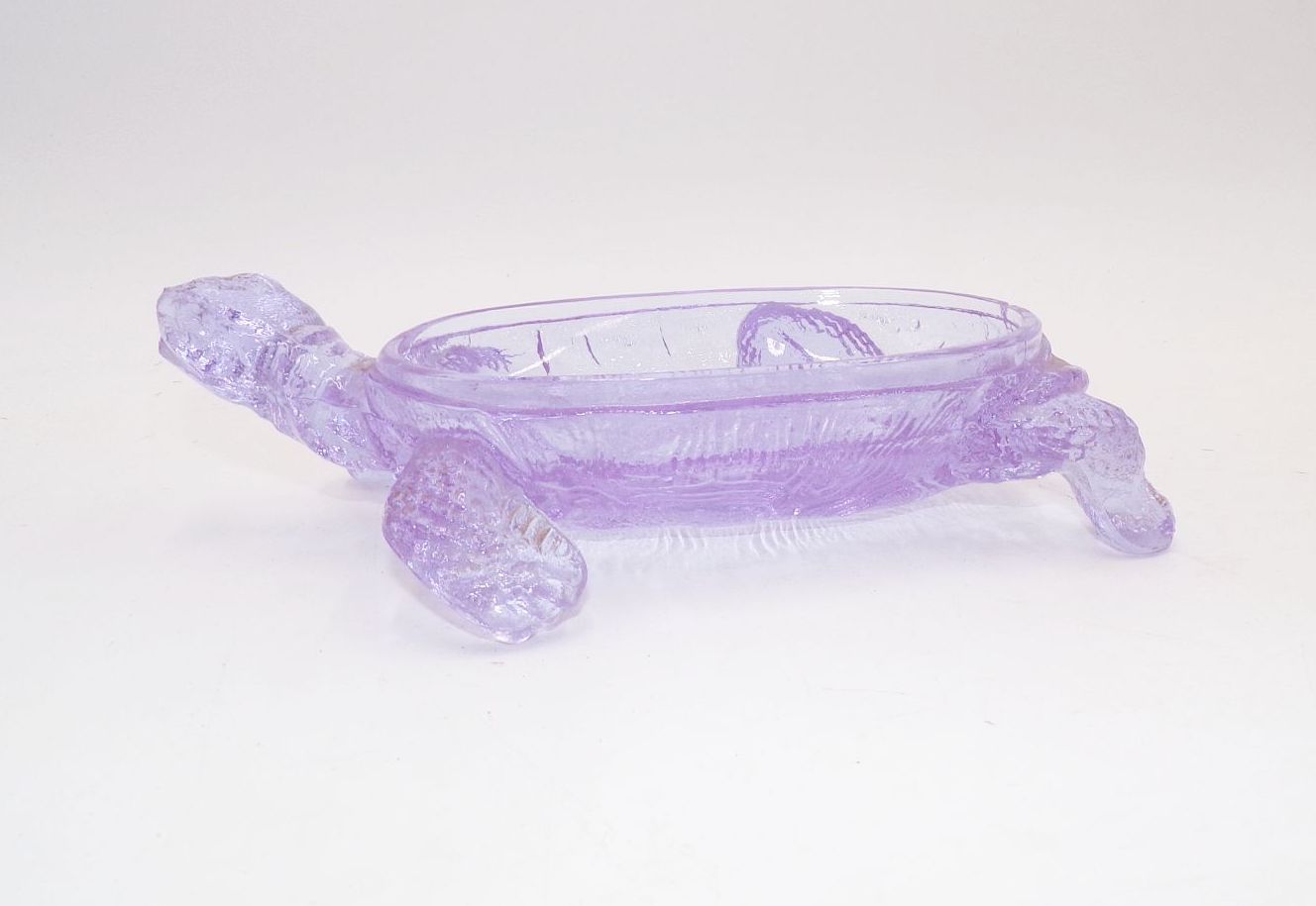 Alte Schildkröte Glas Schmuckdose Glaschale Violett Vintage