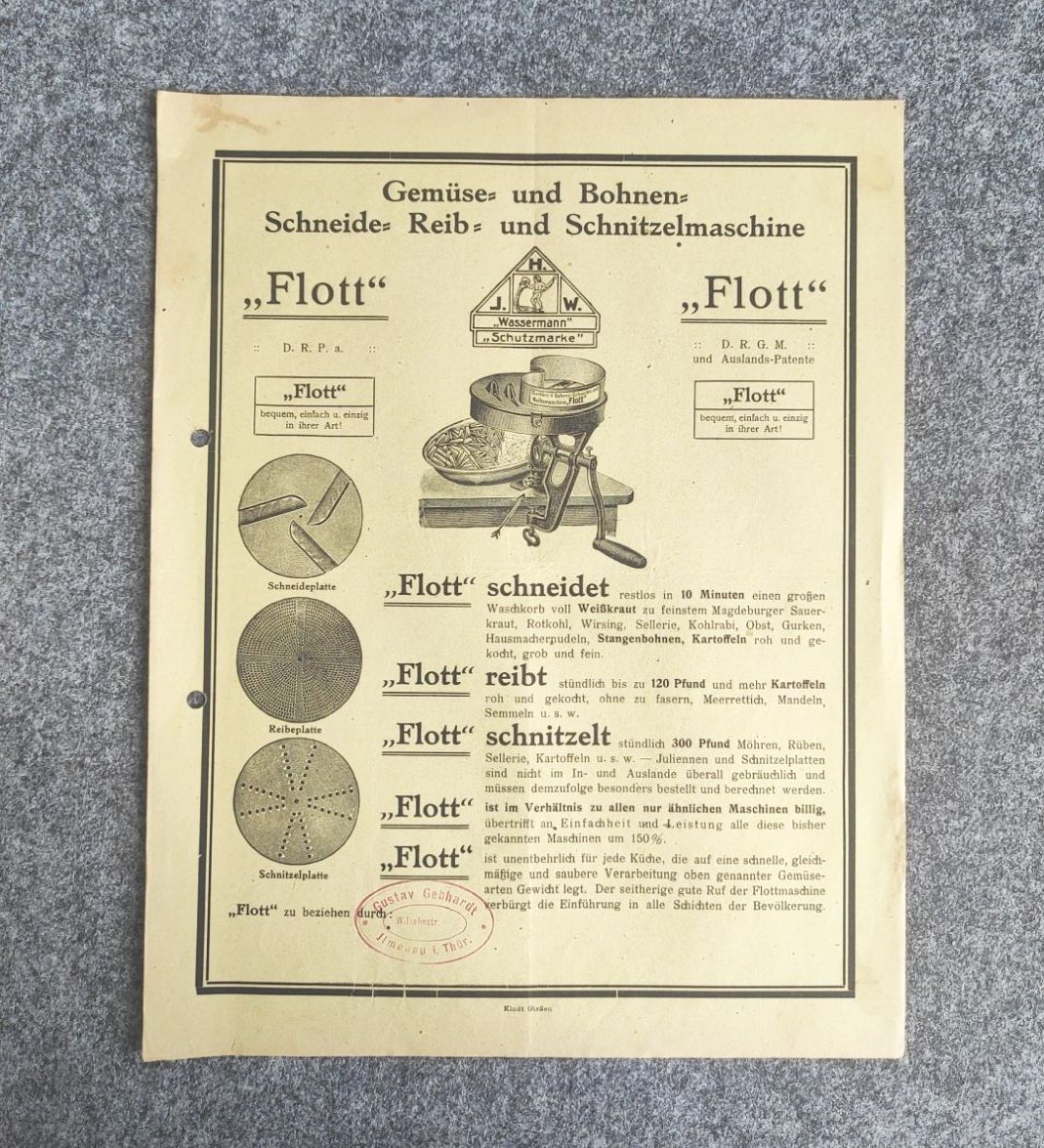 Prospekt Gemüse und Bohnen Schneide Reib Schnitzelmaschine Prospekt Gemüse und Bohnen Schneide Reib Schnitzelmaschine