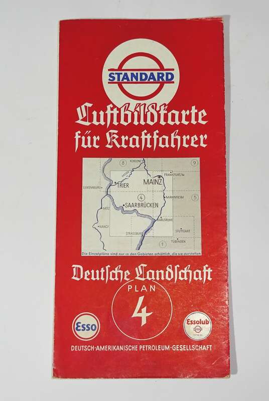 Standard Luftbildkarte Esso Plan 4 Trier Mainz Saarbrücken 1930er 
