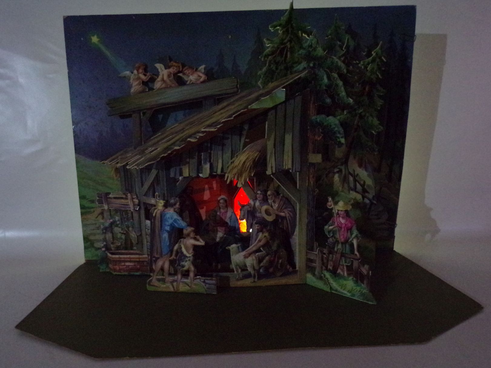 Alte Weihnachtskrippe groß Austell Krippe Papier Pop up Weihnachtsschmuck Alte Weihnachtskrippe groß Austell Krippe Papier Pop up Weihnachtsschmuck