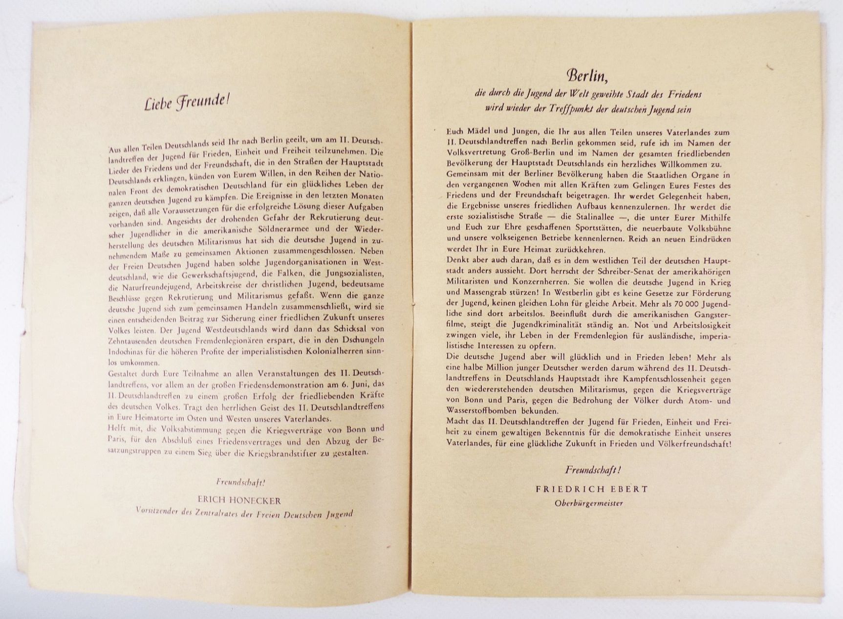 Festschrift zum II Deutschlandtreffen für Frieden Einheit und Freiheit Festschrift zum II Deutschlandtreffen für Frieden Einheit und Freiheit