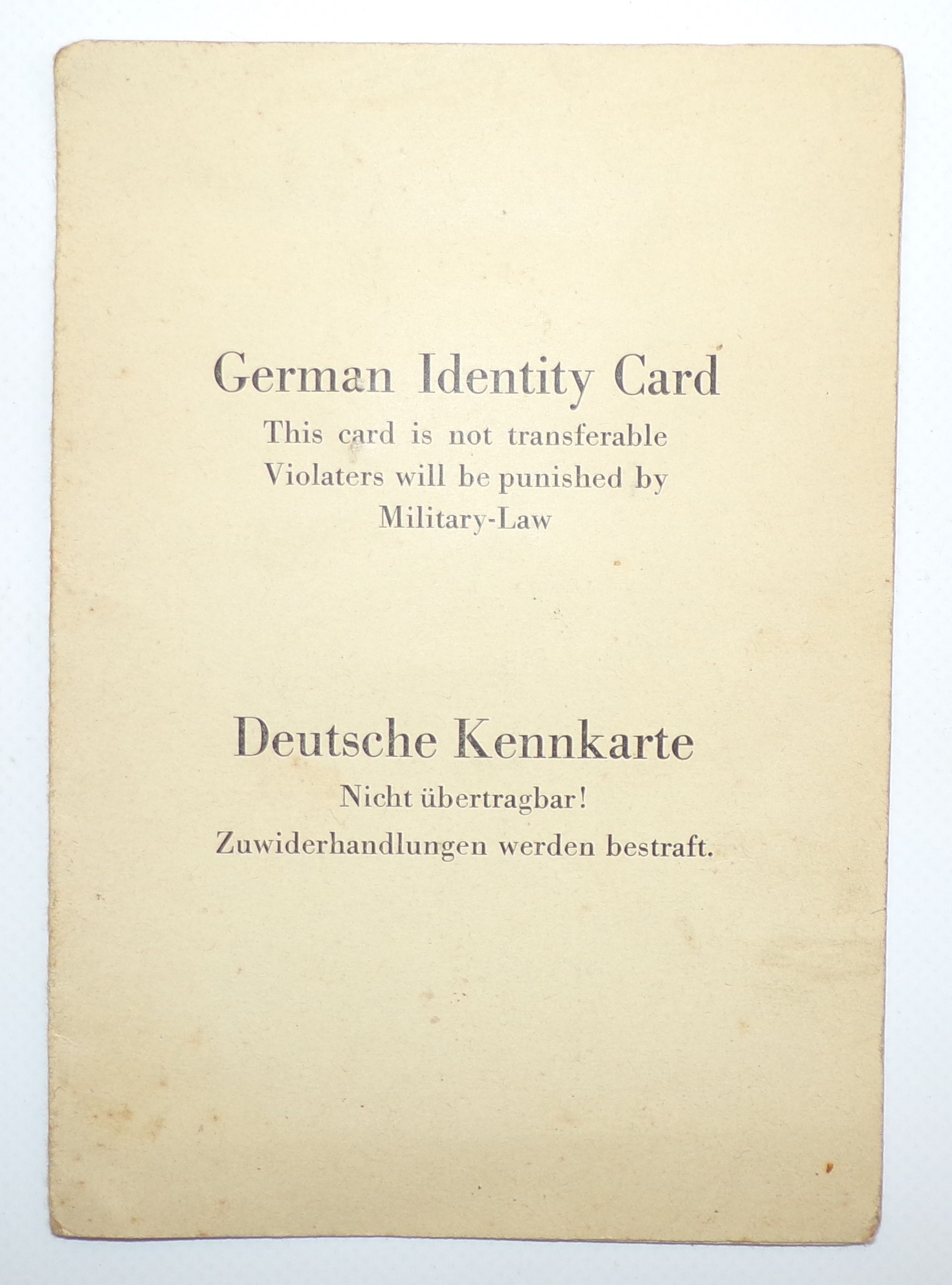 Deutsche Kennkarte 1945 Göttingen Ausweis
