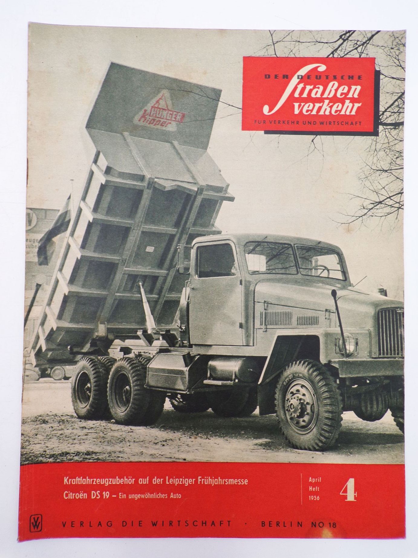 Zeitschrift Der deutsche Straßenverkehr Heft 4 April 1956 Citroen DS19
