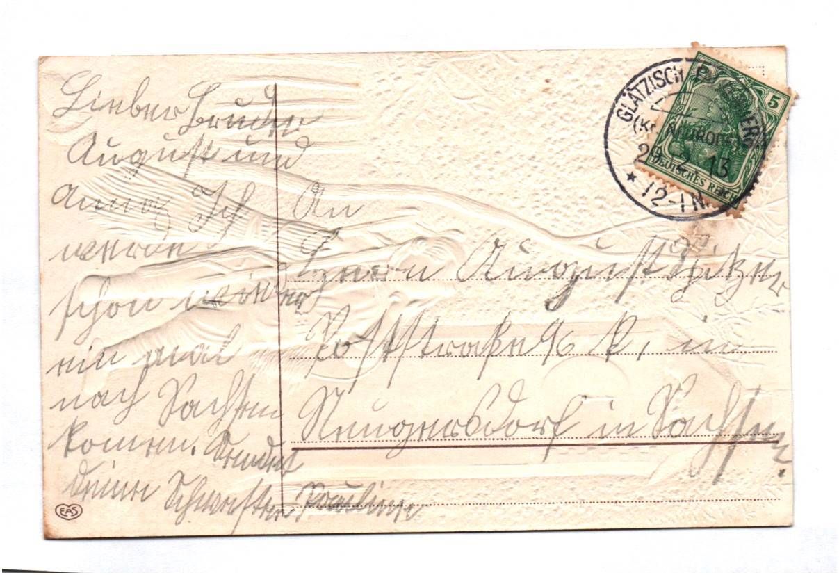 Präge Ak Schornsteinfeger mit Kirchturm Neujahrsgruss 1913