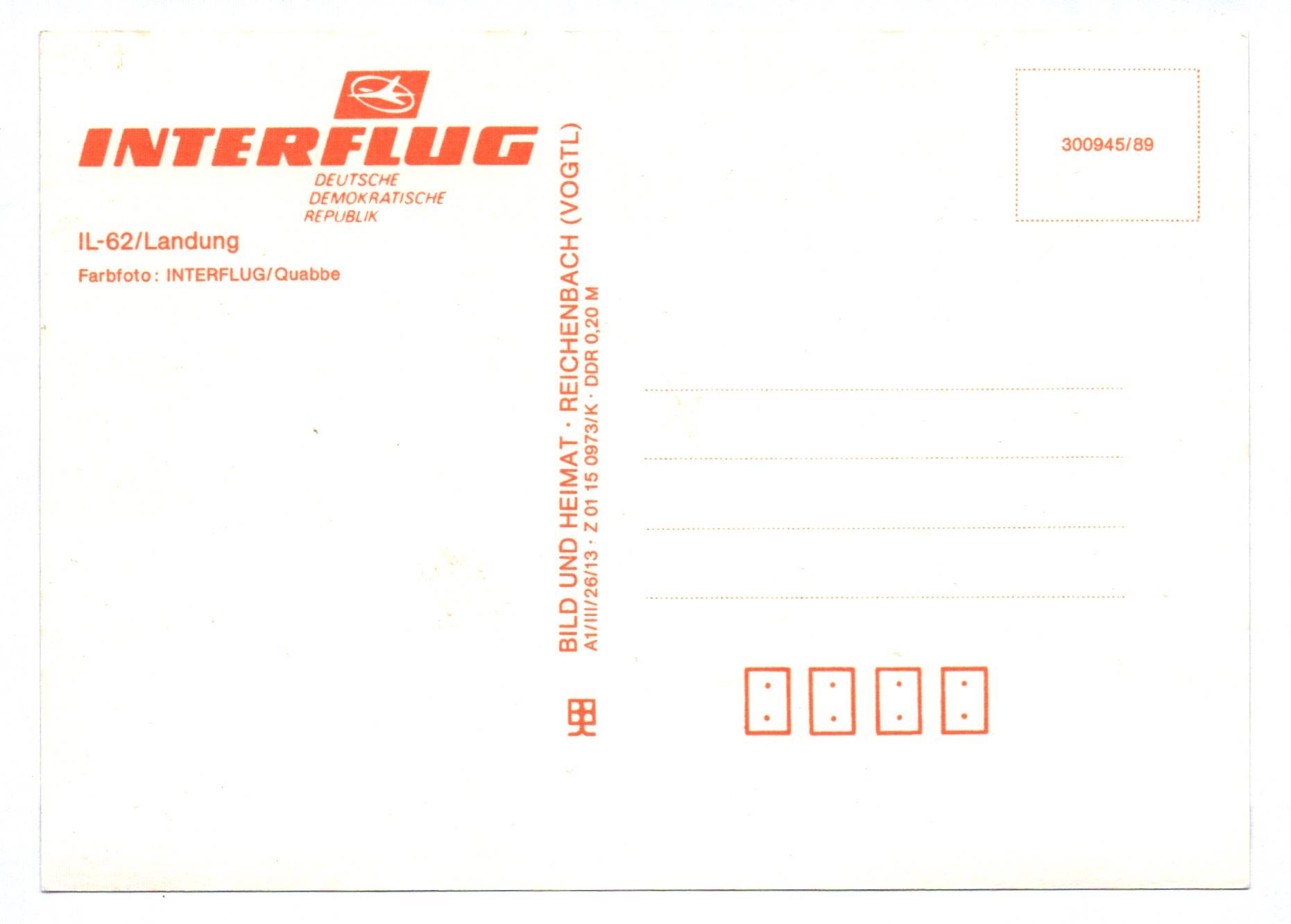Foto Ak Flugzeug IL 62 bei der Landung DDR Interflug Foto Ak Flugzeug IL 62 bei der Landung DDR Interflug
