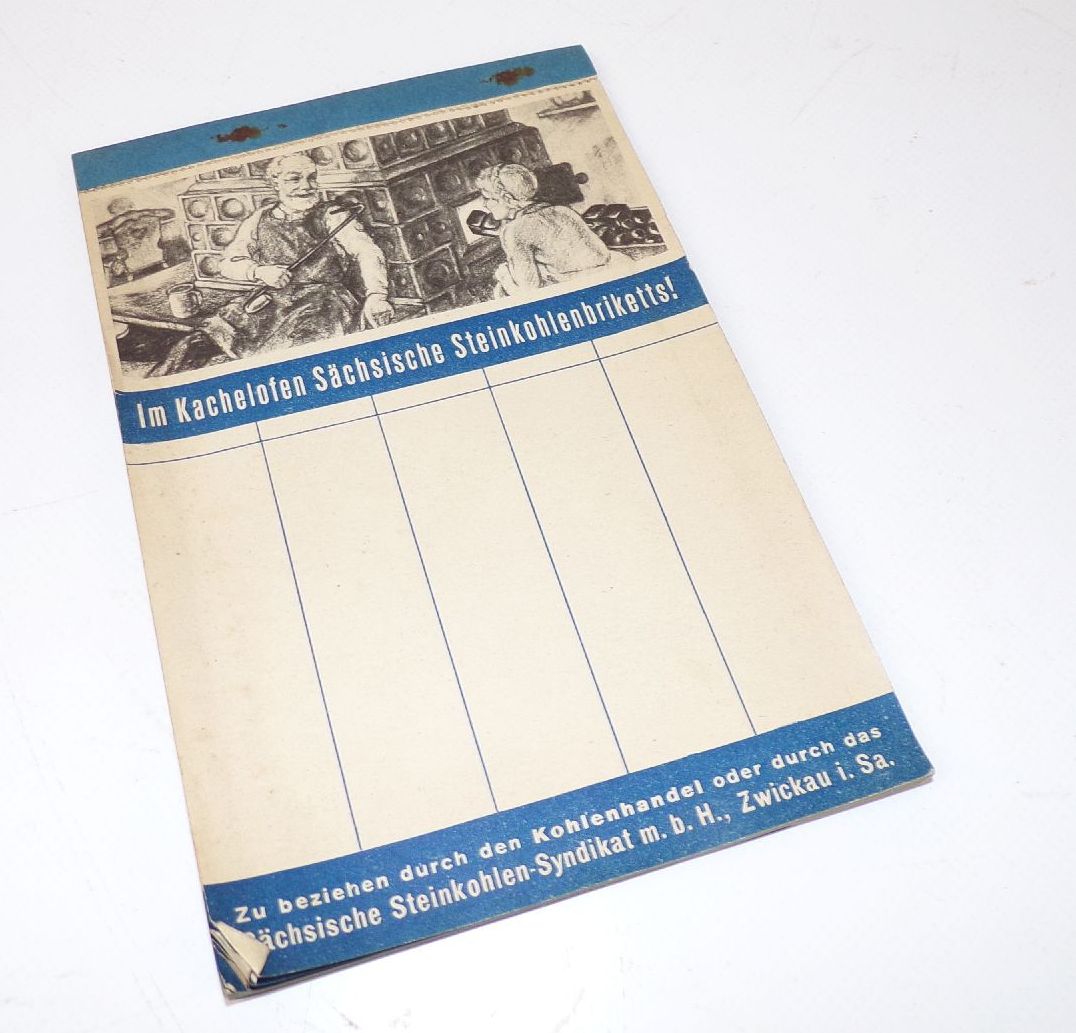 Alter Reklame Notizblock Steinkohlen Syndikat Zwickau Sachsen 1930 er 