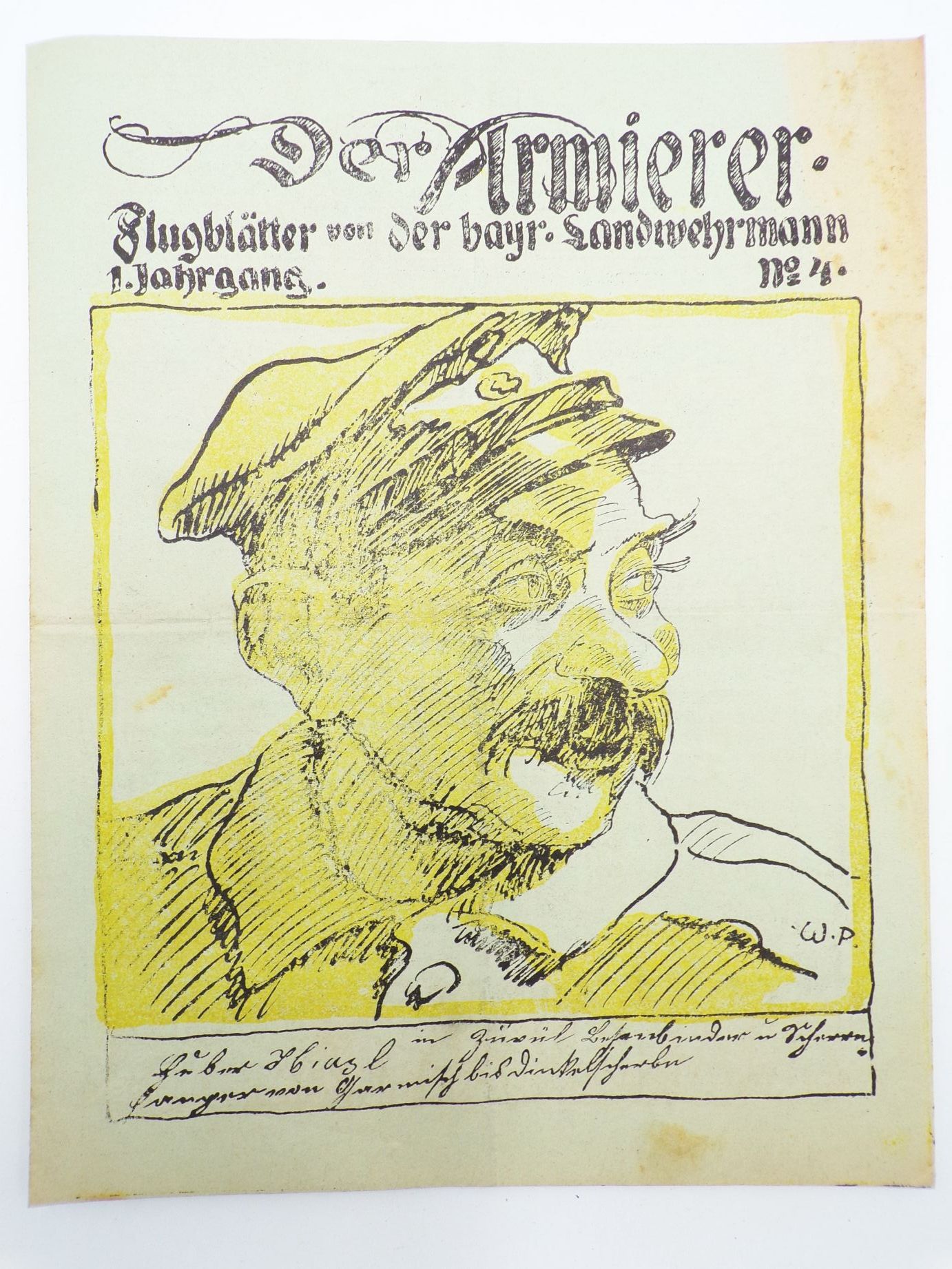 Der Armierer Nr 4 Flugblätter Bayern Landwehrmann Zeitung 1 Wk