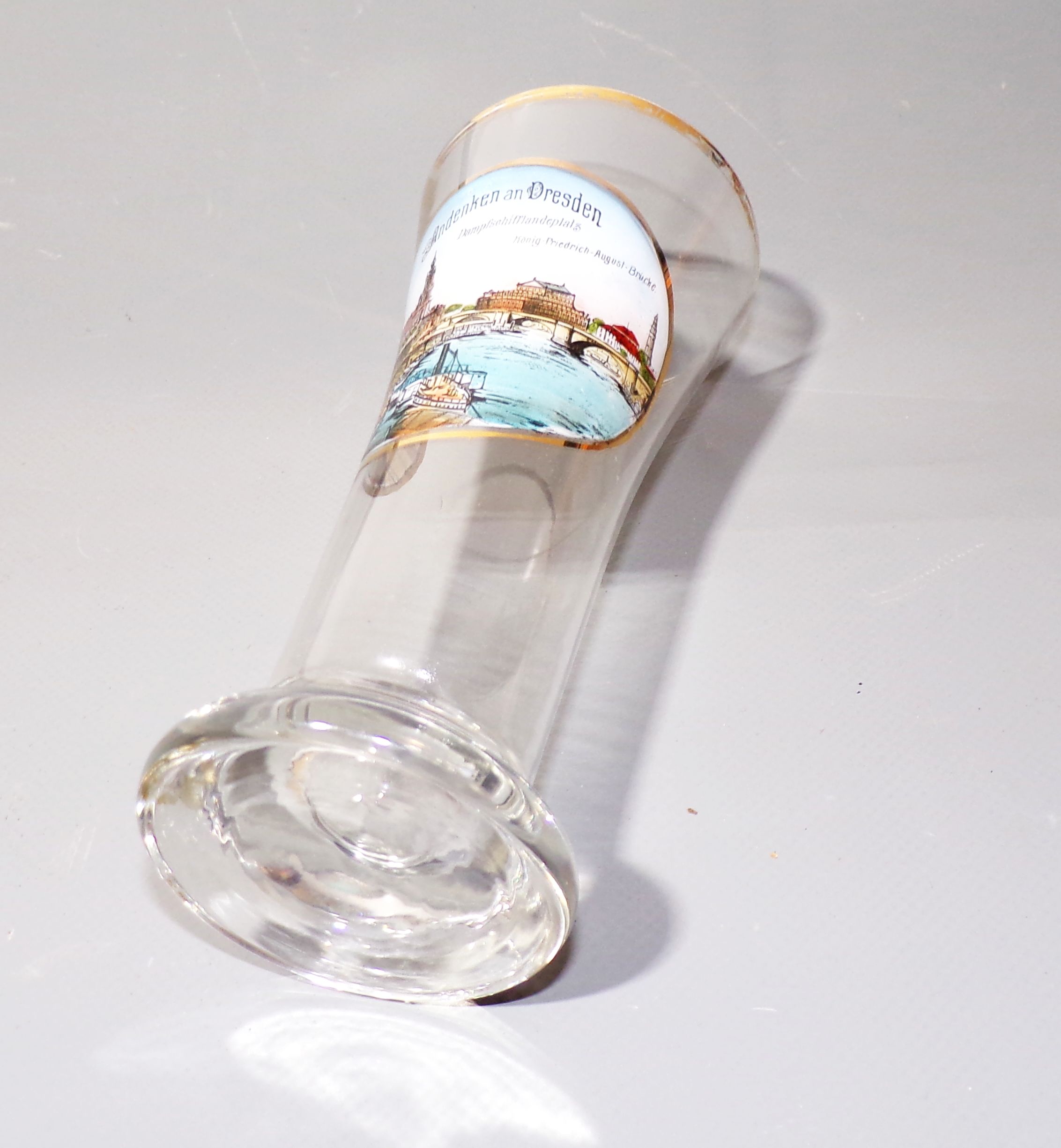 Altes Glas Andenken an Dresden Dampfschifflandeplatz um 1910