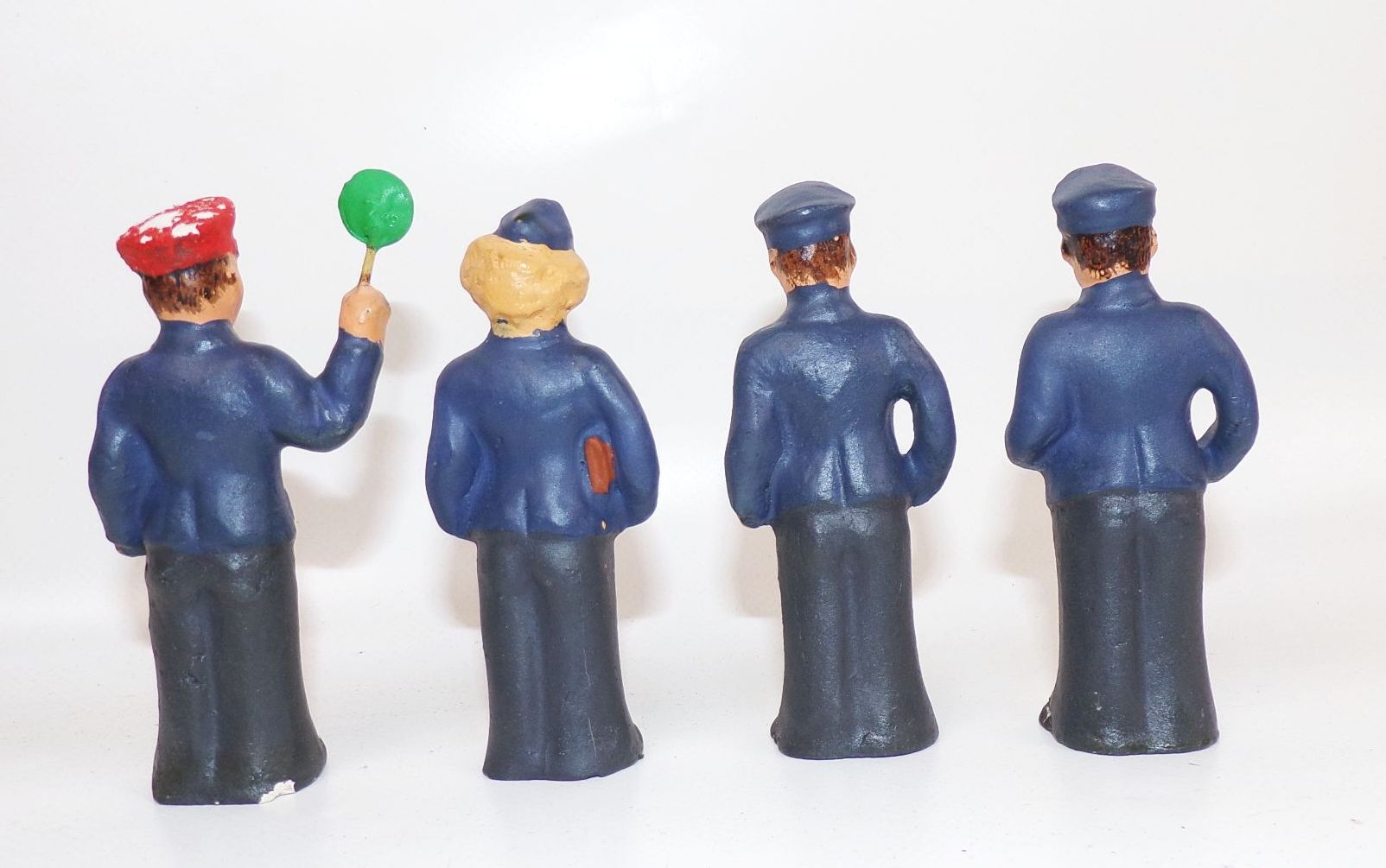 Alte Eisenbahn Massefiguren Schaffner Bahnhofpersonal 1940 bis 1950er Jahre