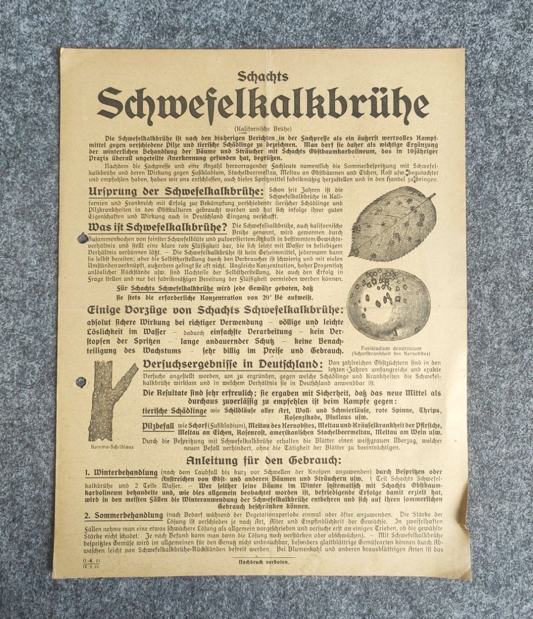 Prospekt Schachts Schwefelkalkbrühe Anleitung für den Gebrauch Prospekt Schachts Schwefelkalkbrühe Anleitung für den Gebrauch