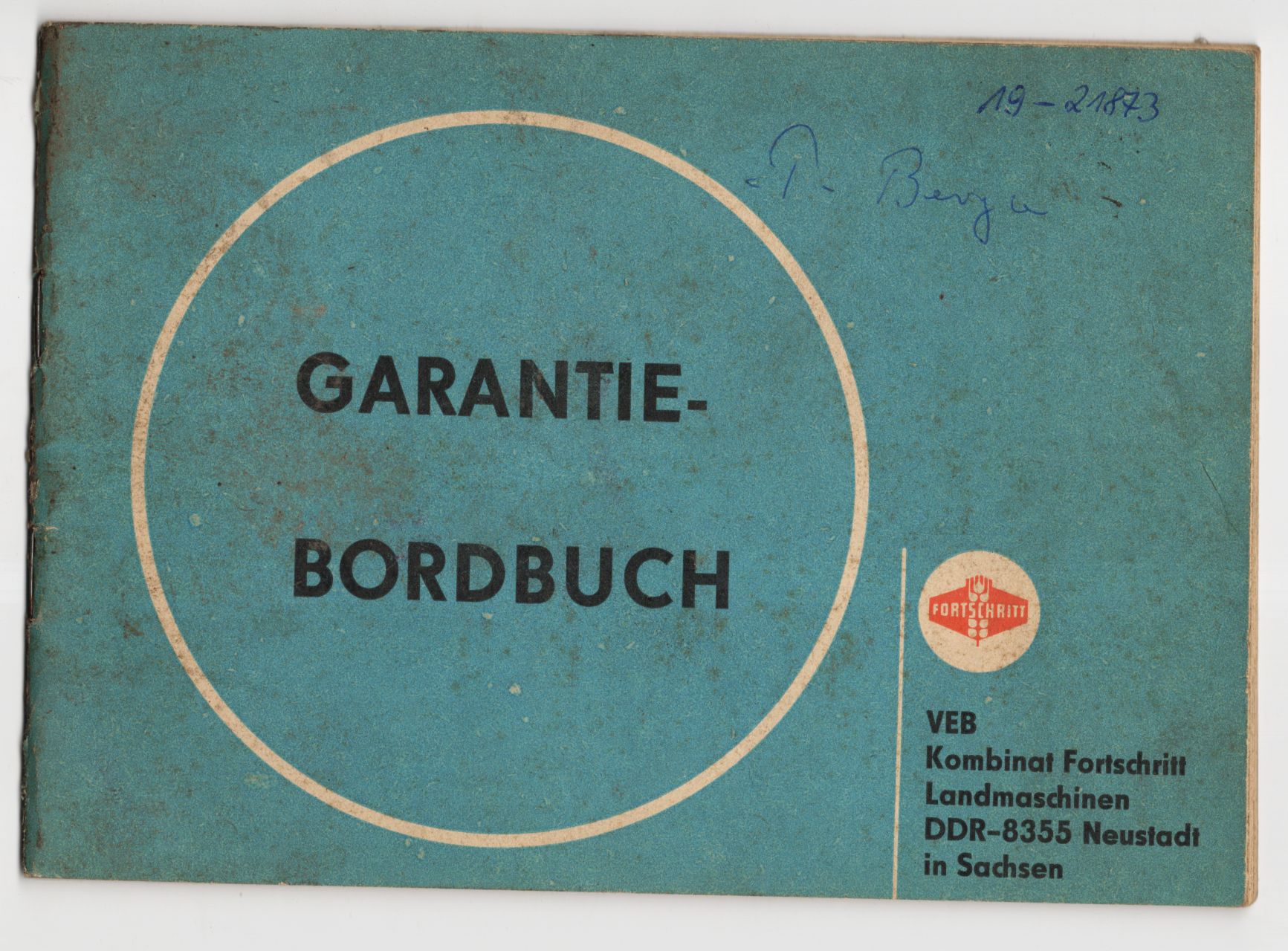 Garantie Bordbuch VEB Fortschritt Neustadt DDR Original