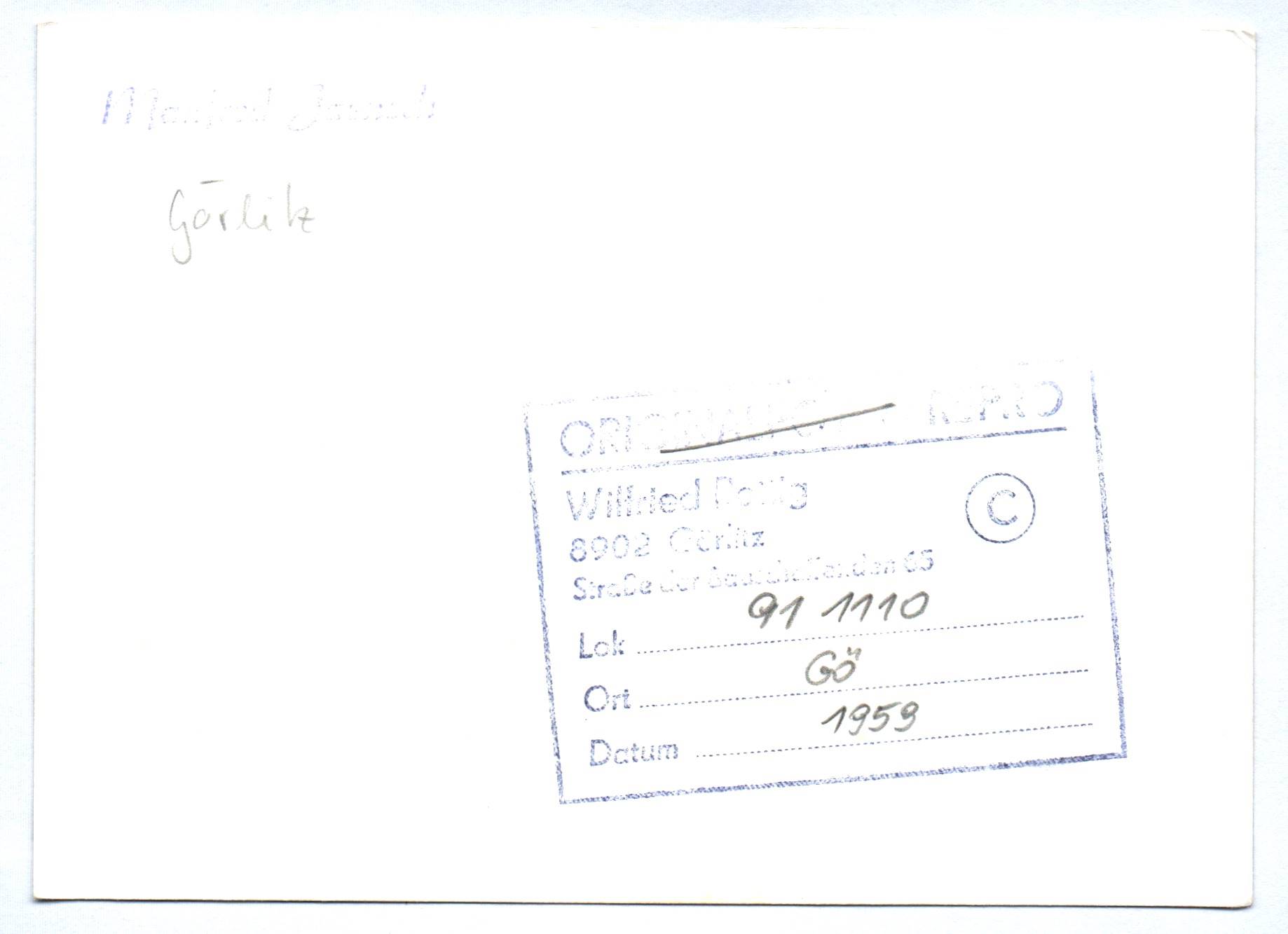 Dampflok 91 1110 Görlitz altes Foto 1959