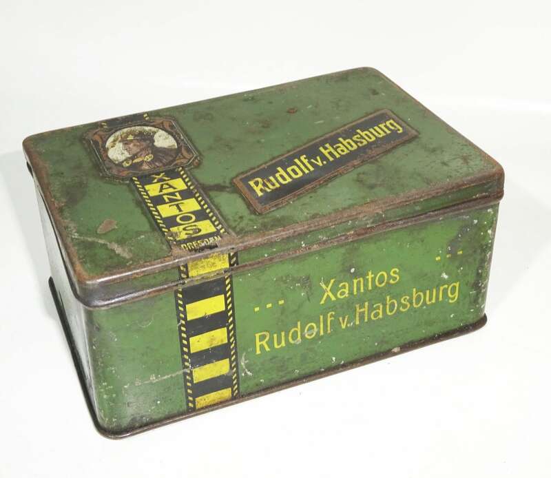 Alte Blechdose Rudolf von Habsburg Xantos Dresden 100er Zigaretten 
