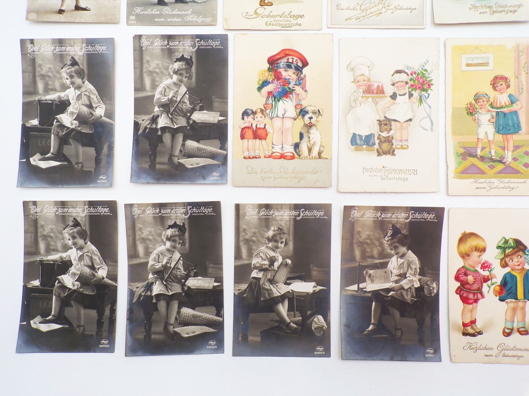 Konvolut Glückwunschkarten meist Schulanfang Ansichtskarten Kitsch