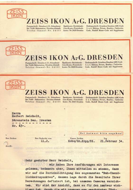 Konvolut Zeiss Ikon Dresden Briefköpfe Dokumente Werbe Karte 1934 