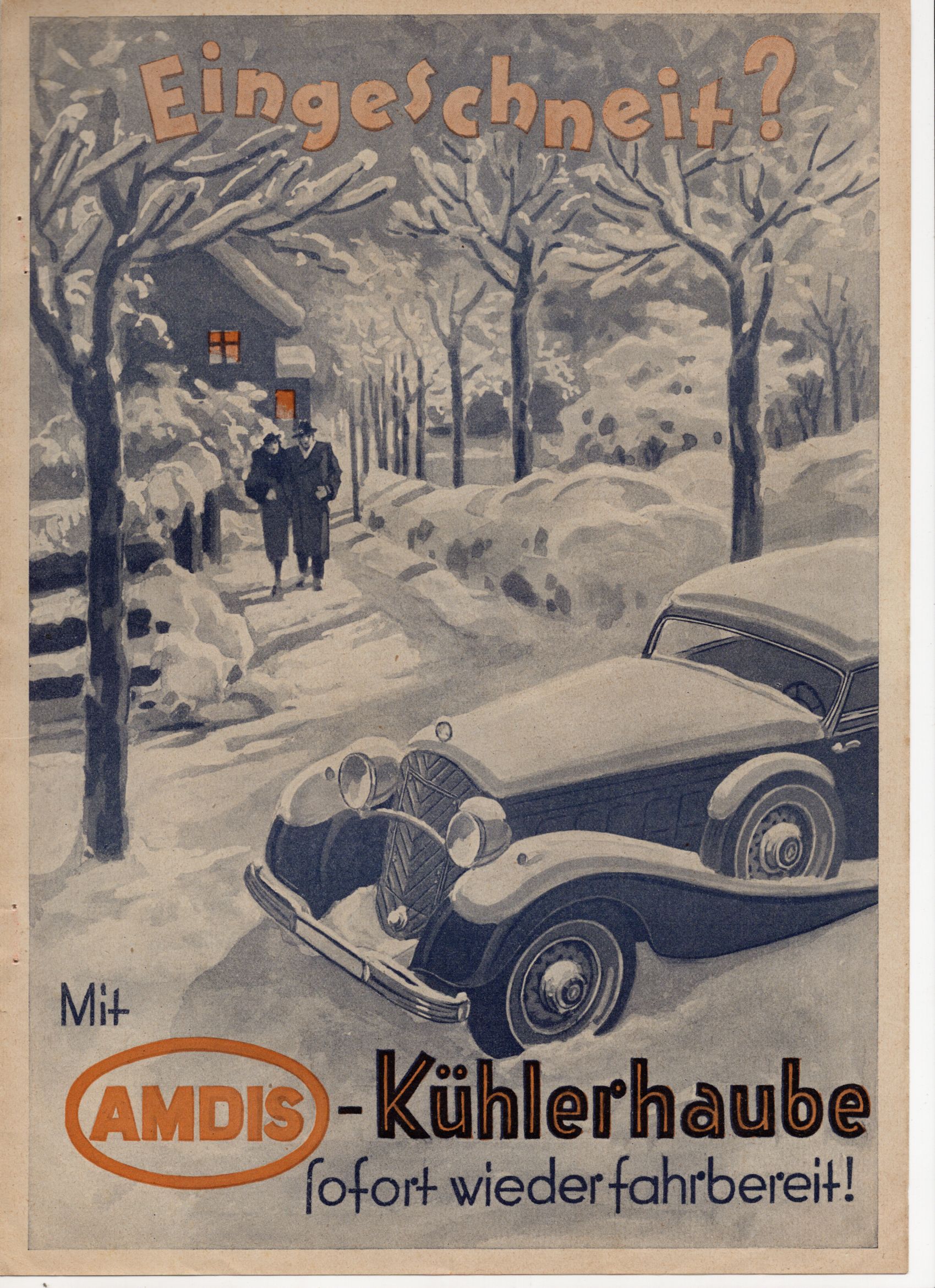 Alter Prospekt Amdis Kühlerhaube Auto Reklame Sammler um 1938