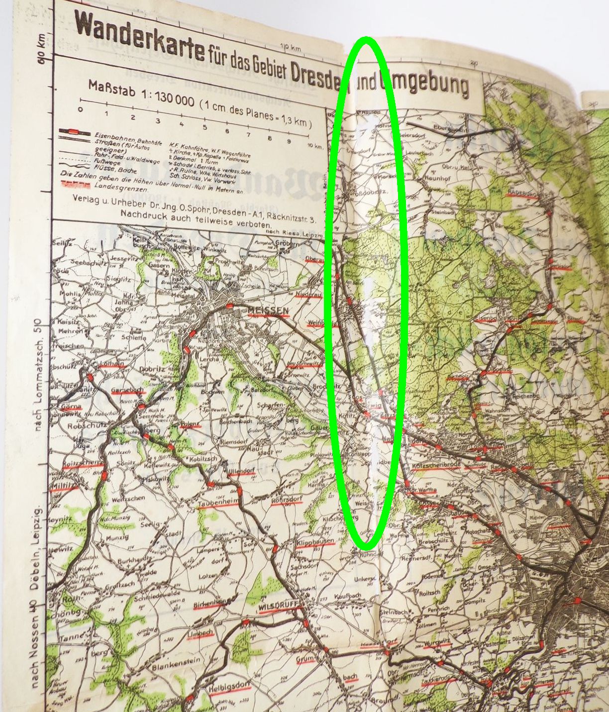 Wanderkarte für Dresden Deutsche Reichsbahn Gesellschaft 