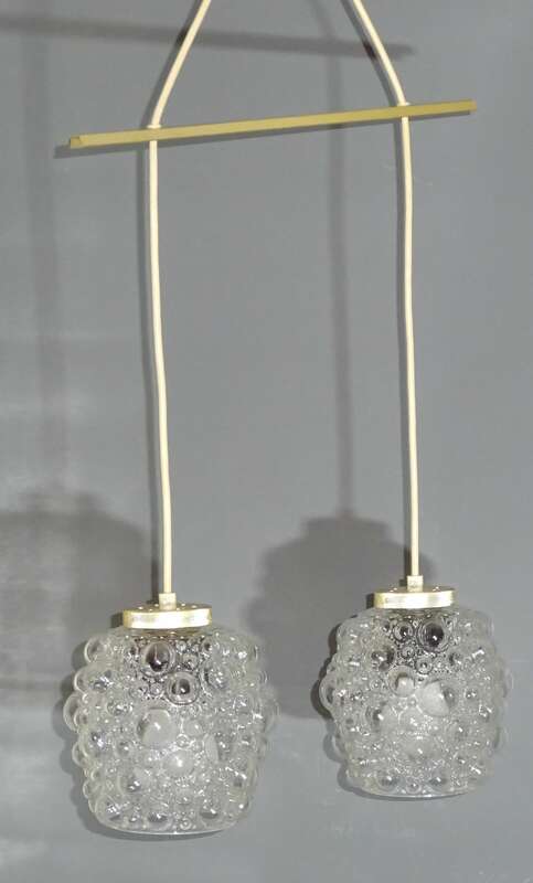 Alte Pendellampe 2flamig Bubble Lampe Glas 60er Jahre Vintage Deckenlampe 