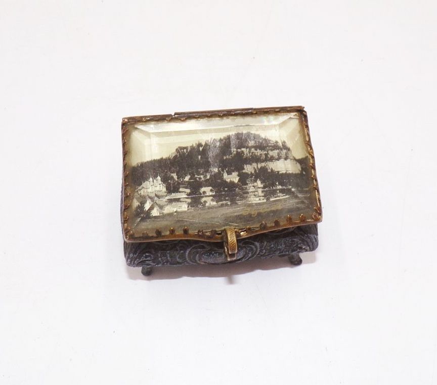 Alte Schmuckdose Oybin Andenken um 1910 Box Schatulle Antik