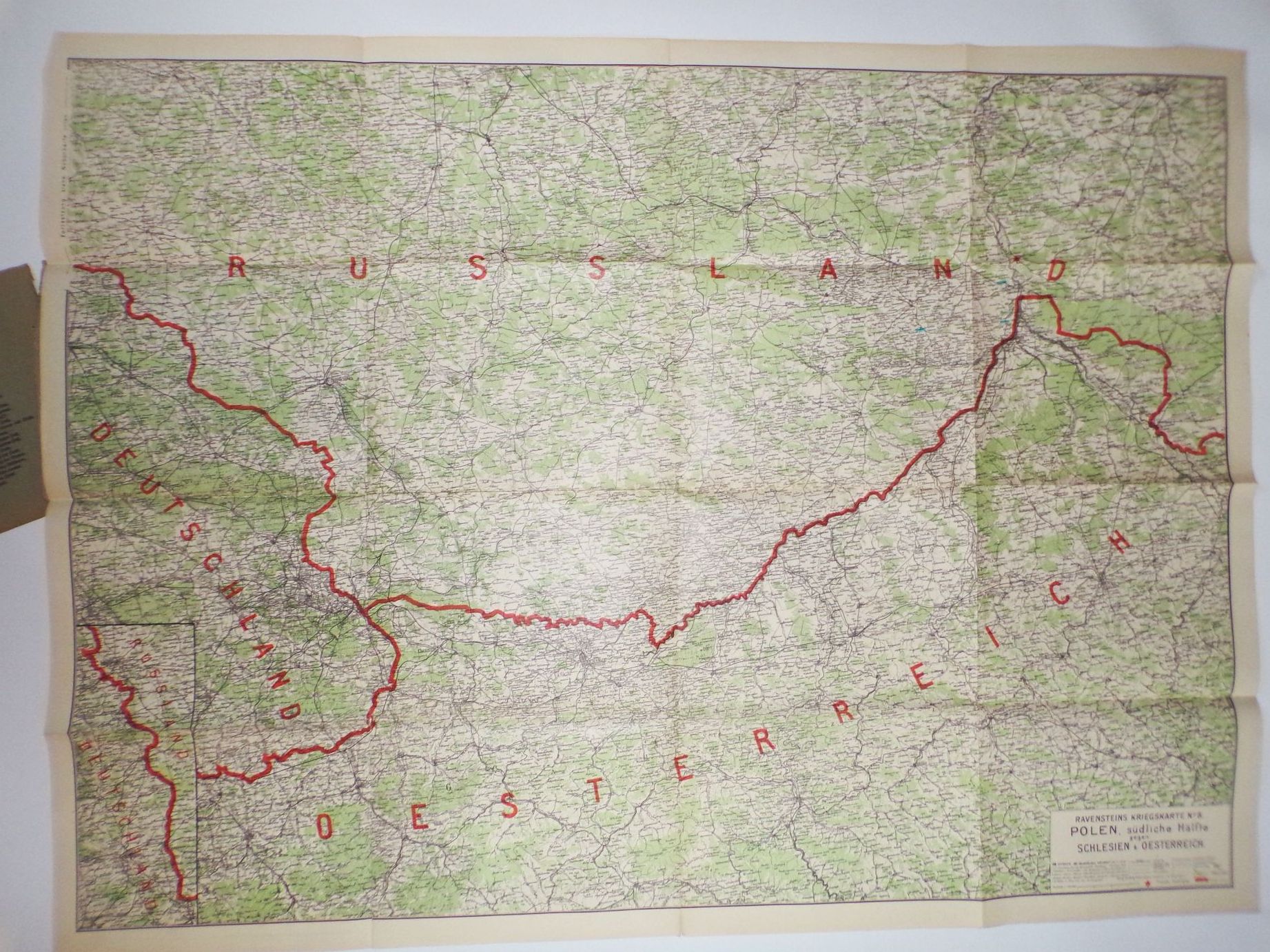 Ravenstein Kriegskarte Polen südliche Hälfte 1 Weltkrieg 