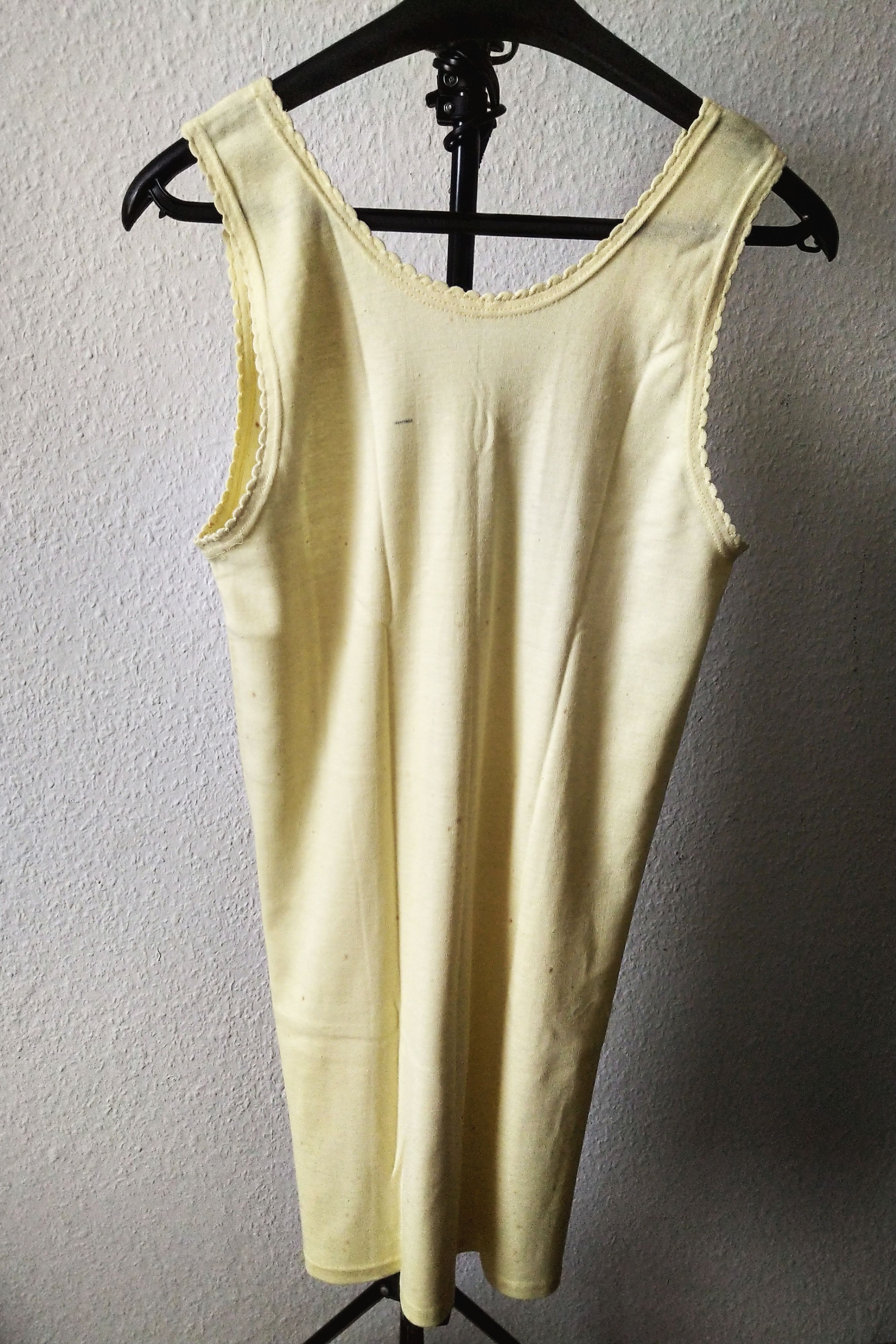 Vintage Damen Baumwoll Nachthemd Unterkleid Negligee Gelb
