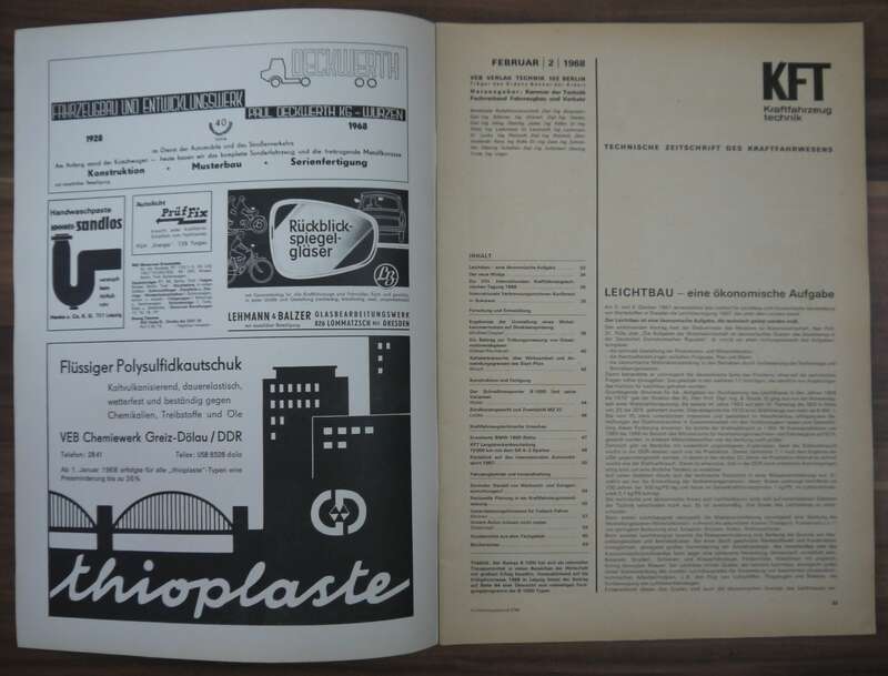 10000 km mit dem Sperber KFT Zeitschrift Februar 1968 BARKAS B1000 VEB Verlag Technik