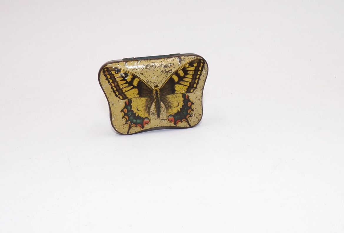 Alte Automatendose Schmetterling Schwalbenschwanz Dresden Blechdose 1910 er