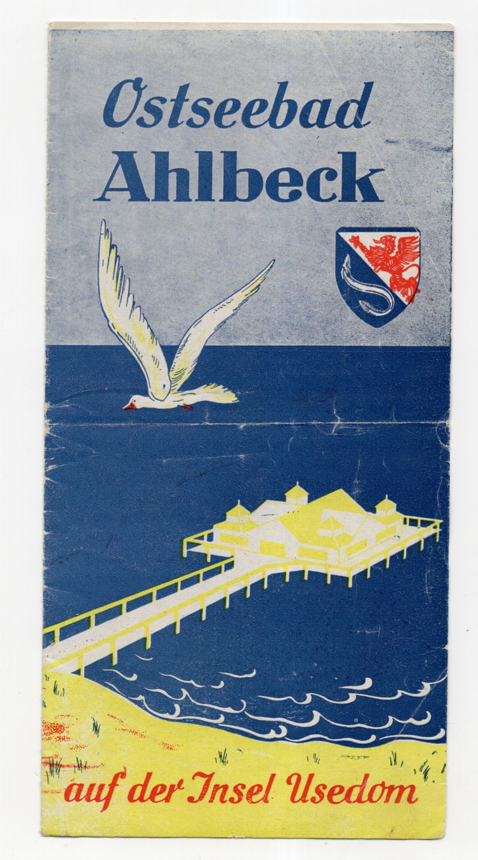 Altes Prospekt Ostseebad Ahlbeck auf der Insel Usedom 1954