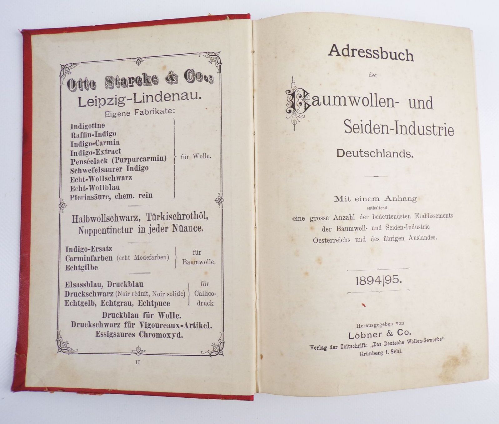 Adressbuch der Baumwollen und Seiden Industrie Deutschlans 1895