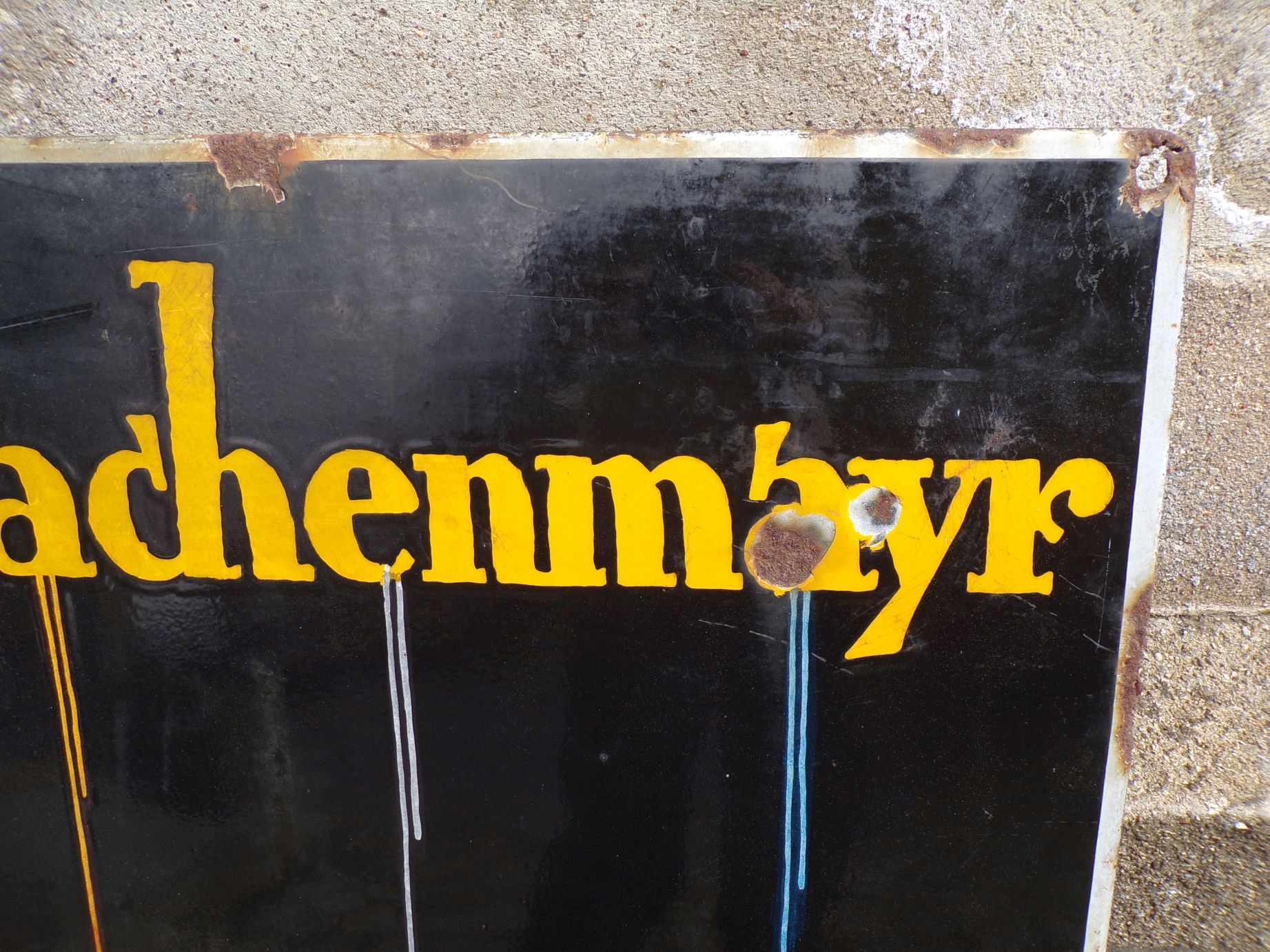 Altes Emailschild Schachenmayr Wolle Salach Württemberg Reklame Schild