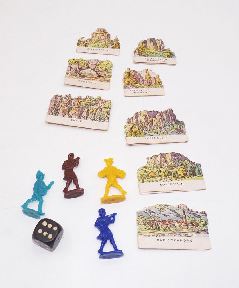 Altes Brettspiel Wanderung durch die Sächsische Schweiz 1955 DDR Altes Brettspiel Wanderung durch die Sächsische Schweiz 1955 DDR