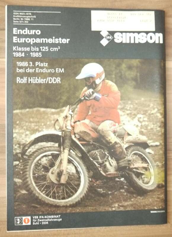 KFT Enduro Europameister Harald Sturm DDR Testergebnisse MZ ETZ 150 1986