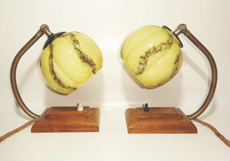 Kugellampe Art Deco Nachttischlampen Set Paar Tischlampen Fröhlich Leuchten 