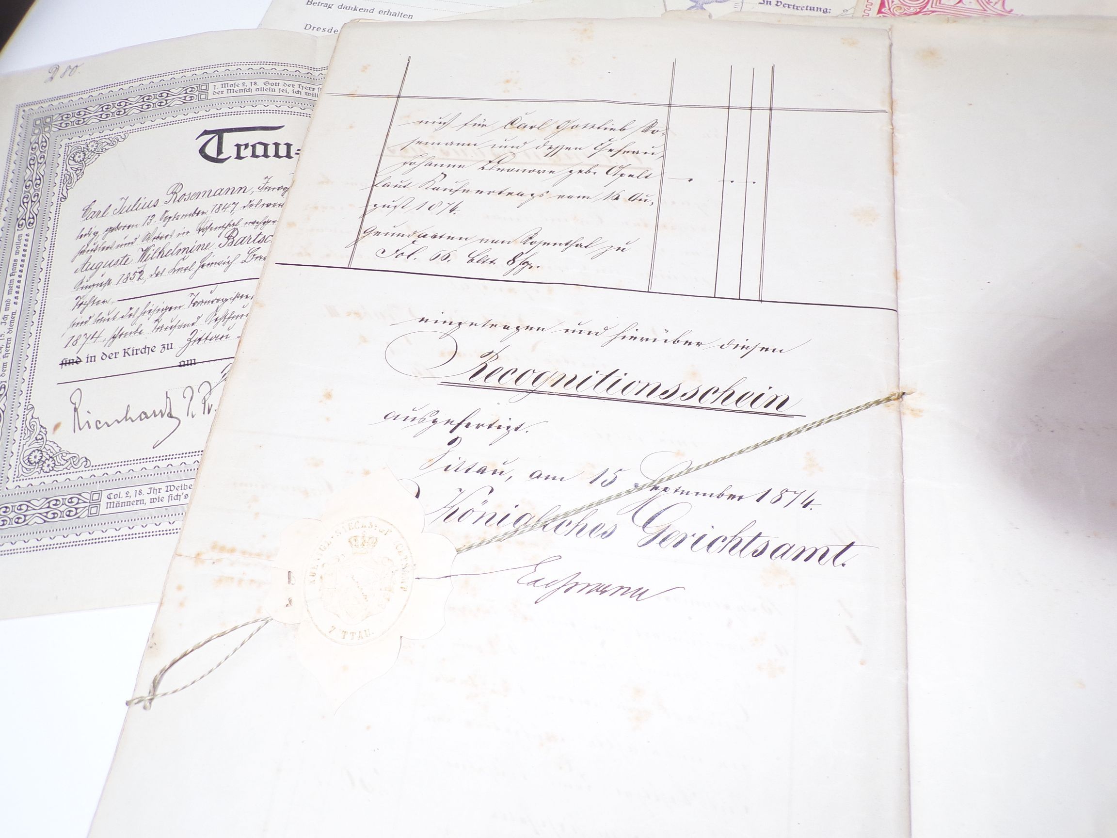 Konvolut alte Dokumente Hirschfelde Rosenthal Zittau ab 1884 Handschrift