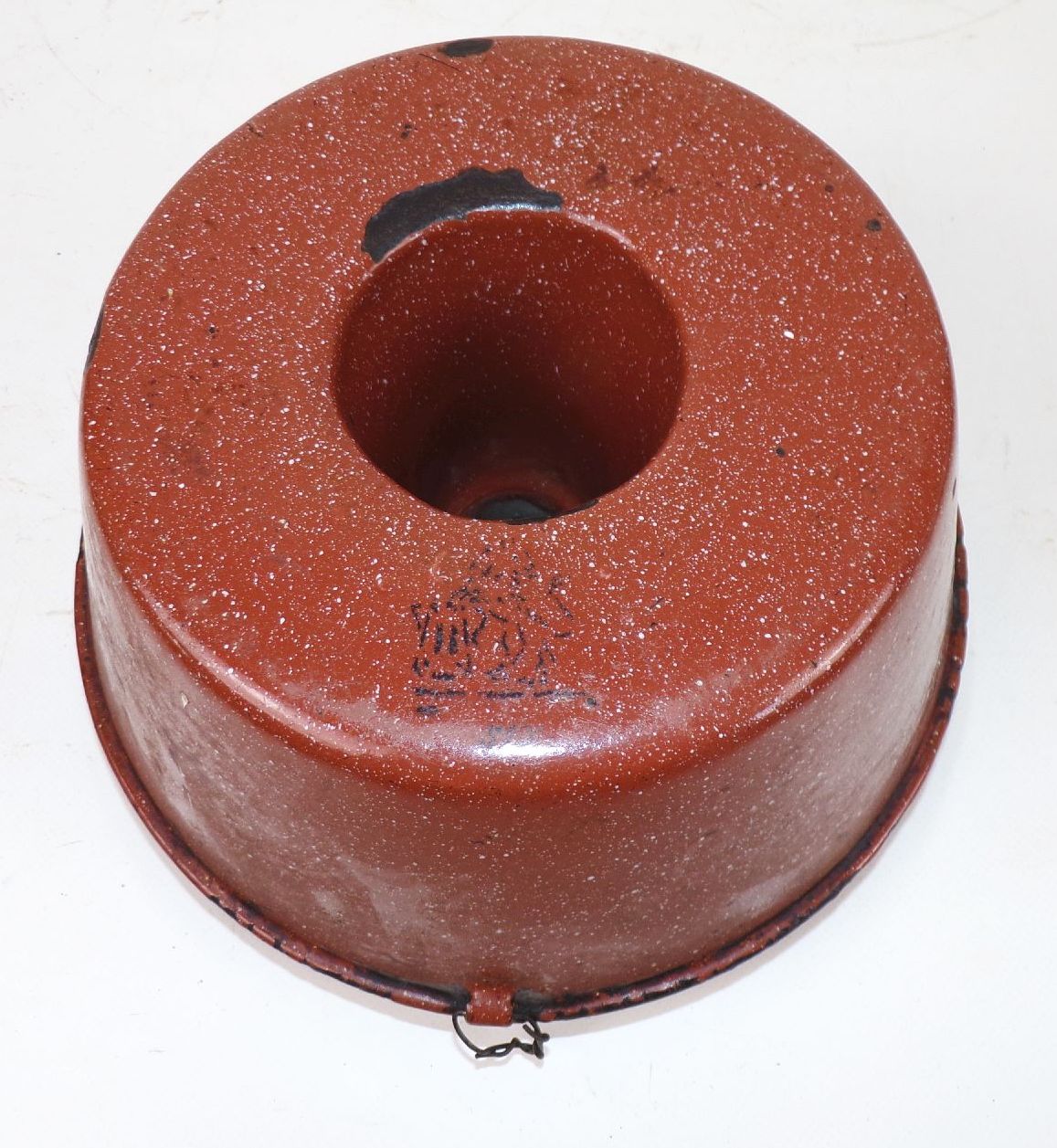 Alte Kuchenbackform Braun Weiss Emaille Backform Gugelhupf Vintage