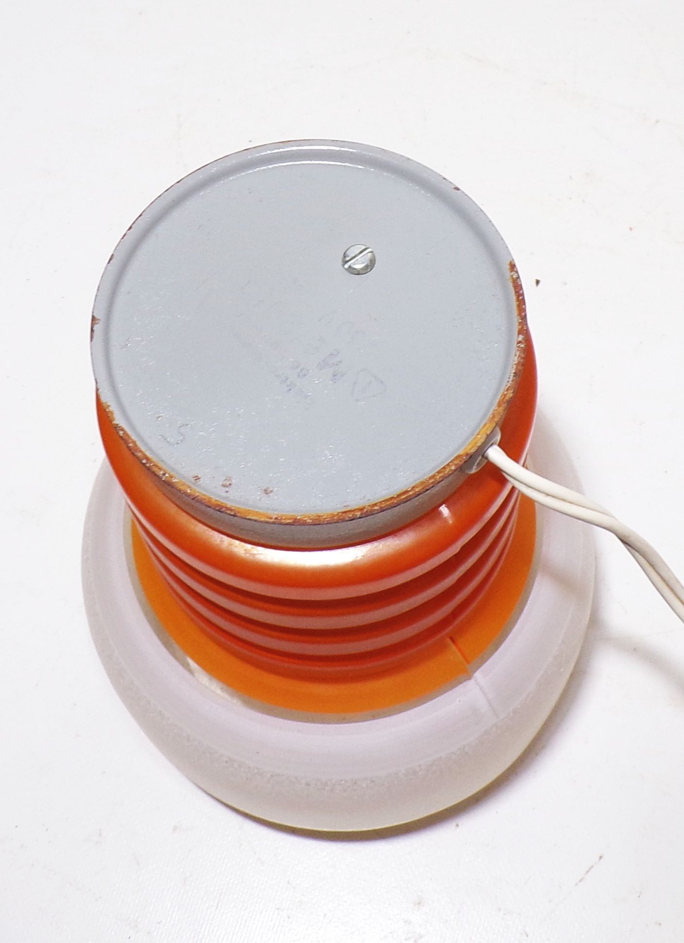 DDR Tischlampe Nachttischlampe Weiss Orange E27 Leuchte Rund Glaslampe