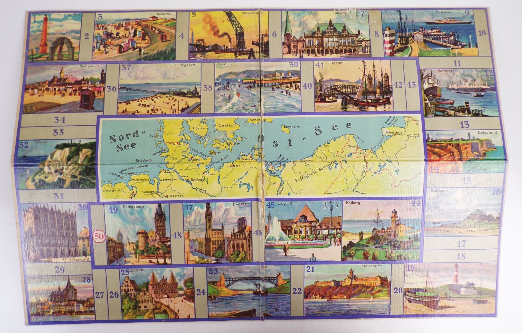 Spear Brettspiel Deutschlands Häfen und Küsten Ein Reisespiel um 1930 Zinnfiguren