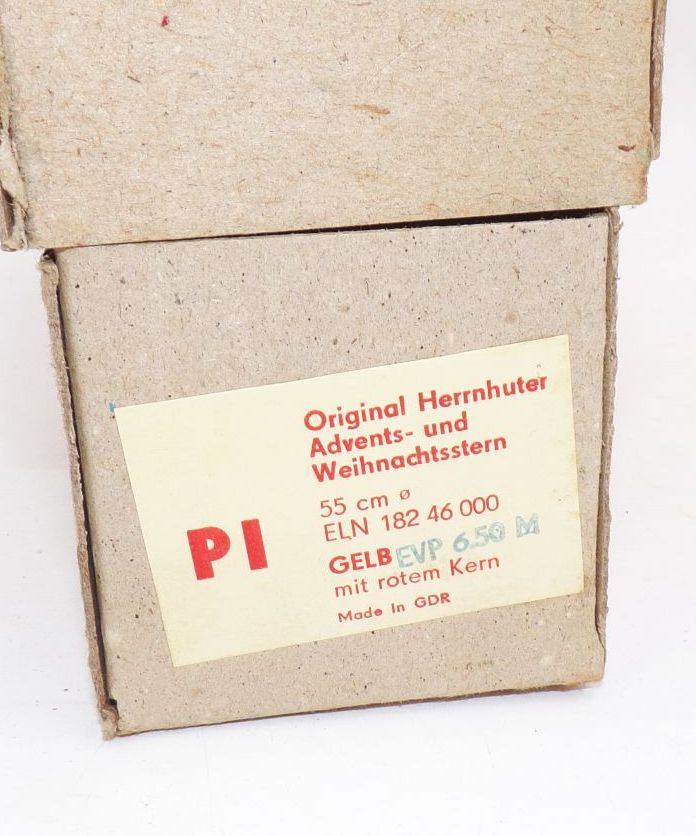 Herrnhuter Stern DDR Papier Durchmesser 55 cm Gelb mit rotem Kern