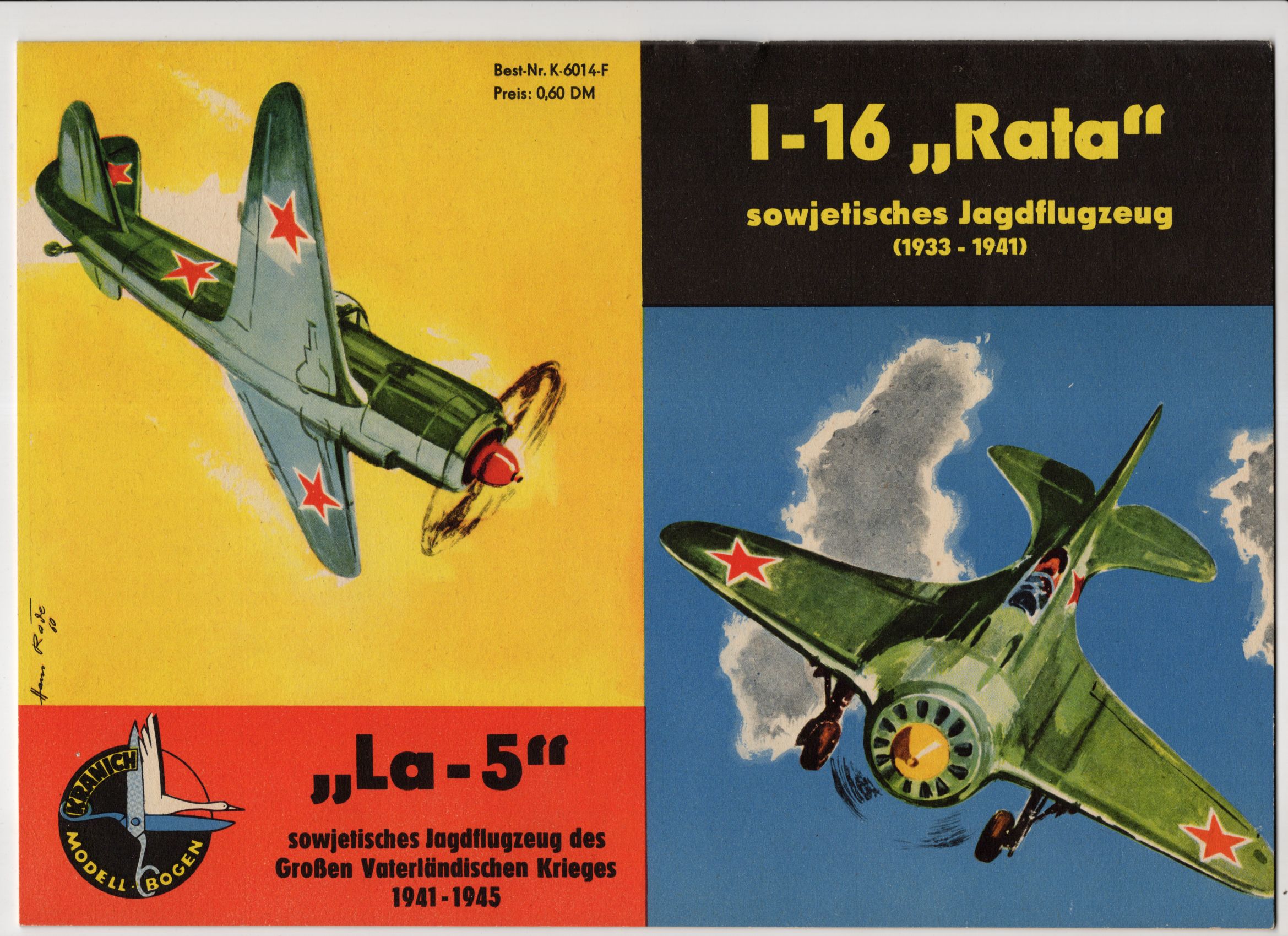 Alter Kranich Modellbogen I-16 Rata sowjetisches Jagdflugzeug La-5