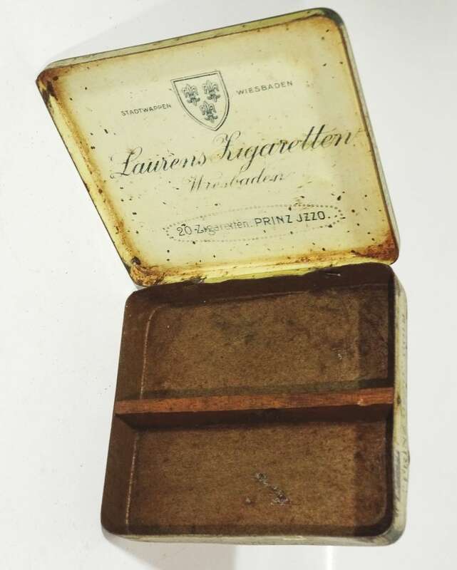 Alte Blechdose Prinz Jzzo Laurens Zigaretten Wiesbaden um 1910 Alte Blechdose Prinz Jzzo Laurens Zigaretten Wiesbaden um 1910