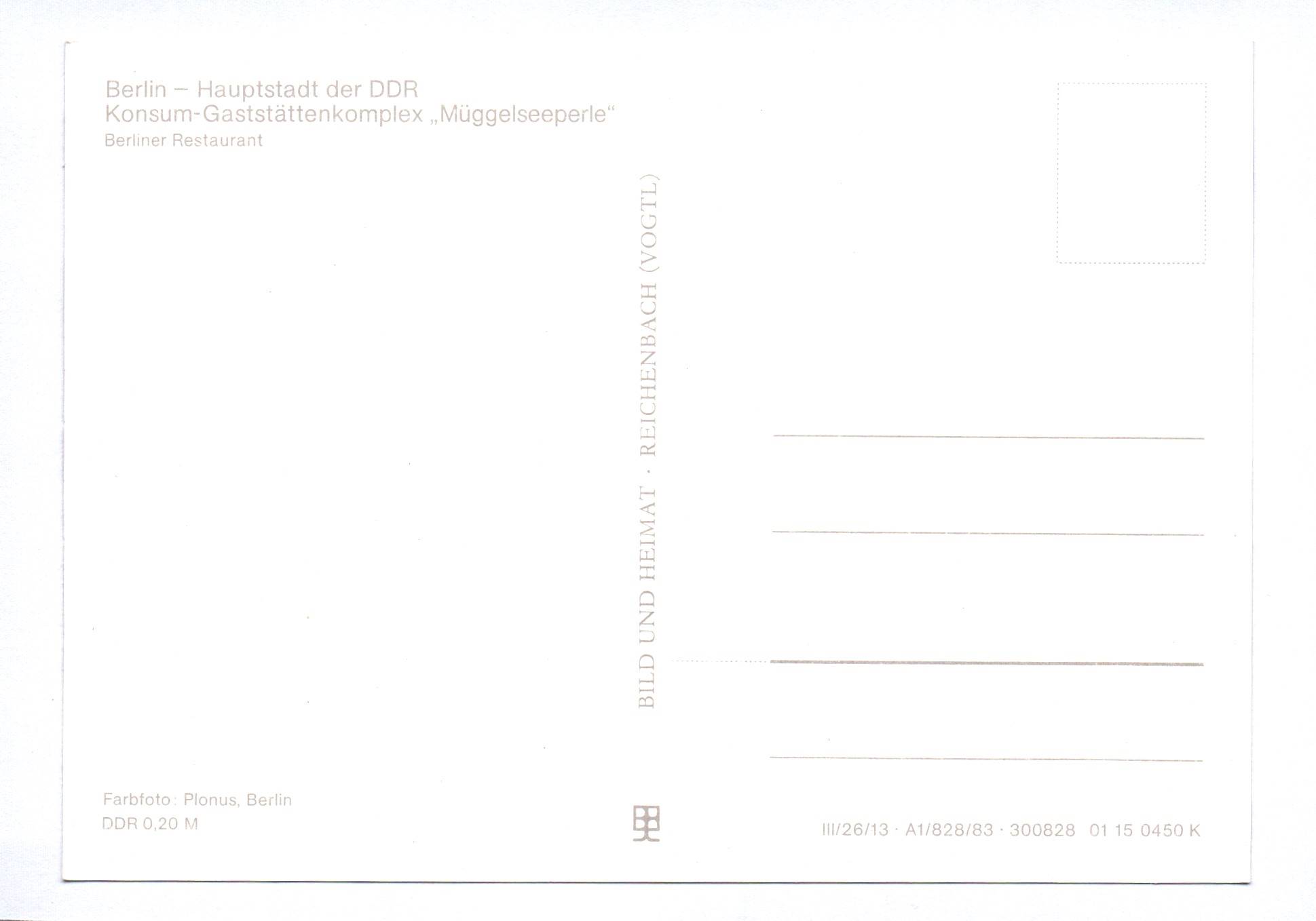 Ak Berlin Konsum Gaststättenkomplex Müggelseeperle 1983 Ak Berlin Konsum Gaststättenkomplex Müggelseeperle 1983